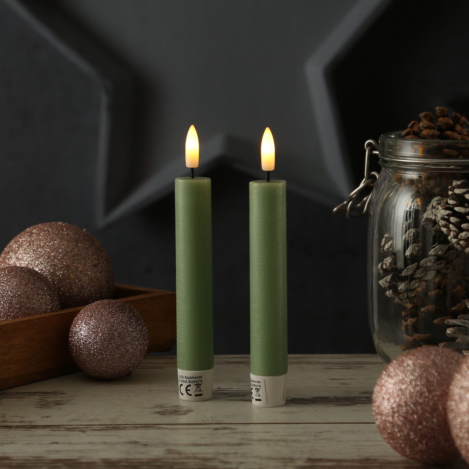 Adilina LED-Kerze LED Stabkerzen Tafelkerzen Dinner Spitzkerzen rustikal 16 günstig online kaufen