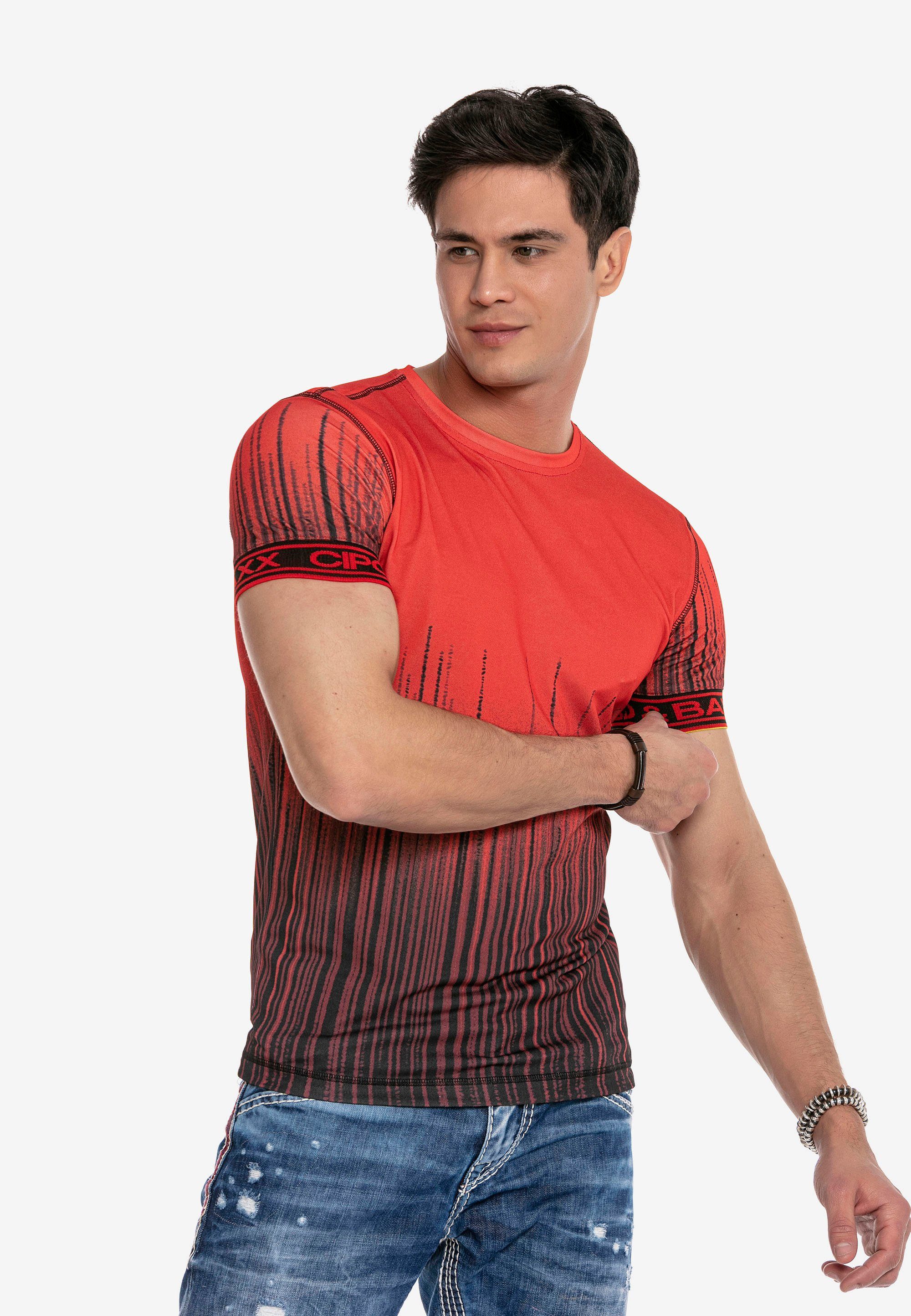 Cipo & Baxx T-Shirt mit modischer Musterung rot