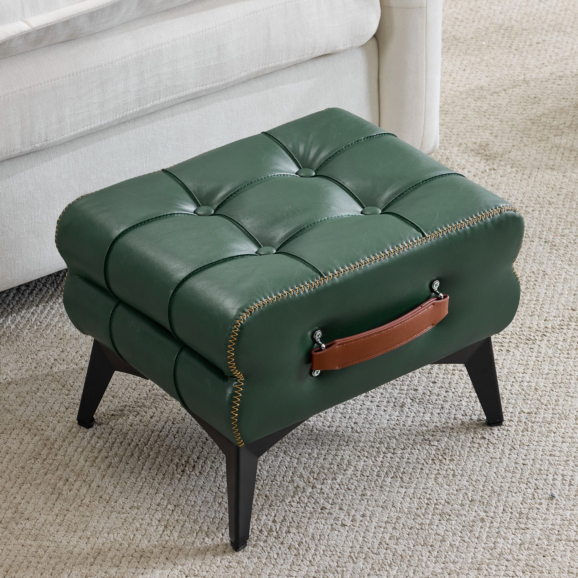 OKWISH Fußhocker Tragbarer (mit Metallbeinen. Universeller Schuhwechselhocker für Wohn, 1 St., 43*33*30cm)