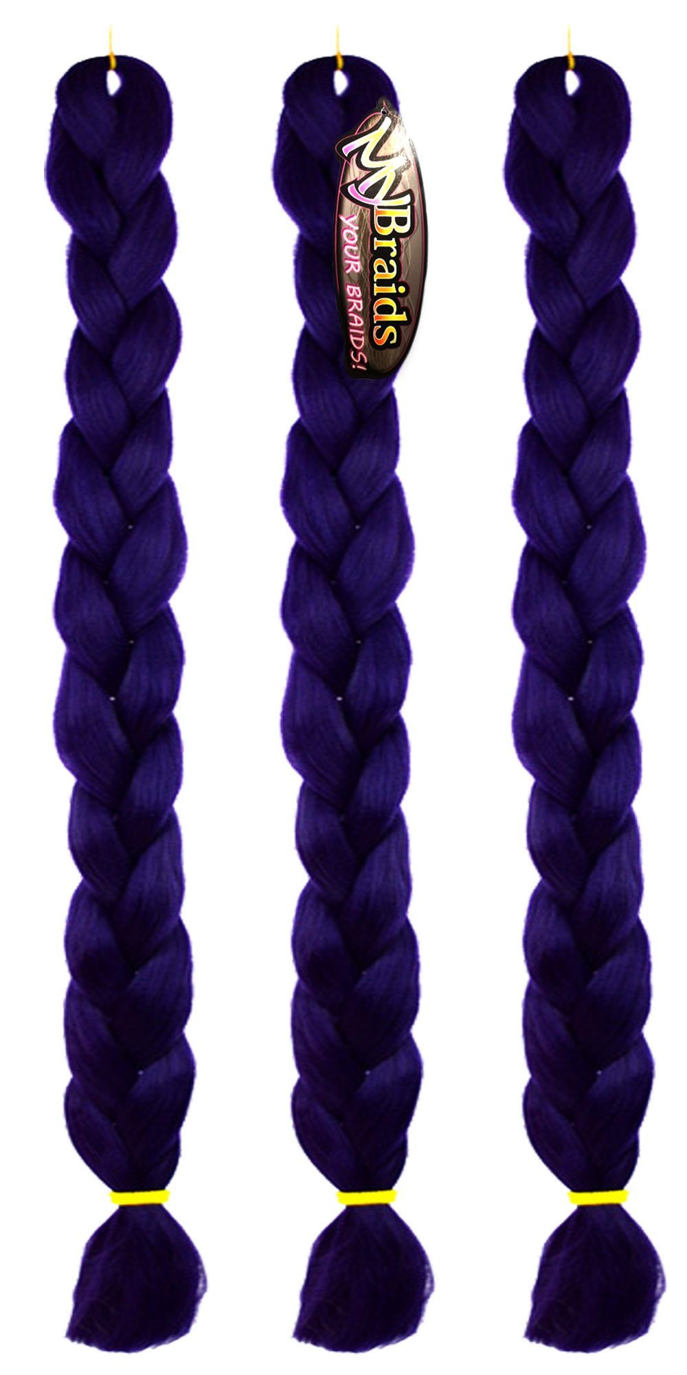 MyBraids YOUR Flechthaar 3er Kunsthaar-Extension Braids Länge 1-farbig Dunkellila 2m im Zöpfe Pack BRAIDS! mit 34-AY Premium