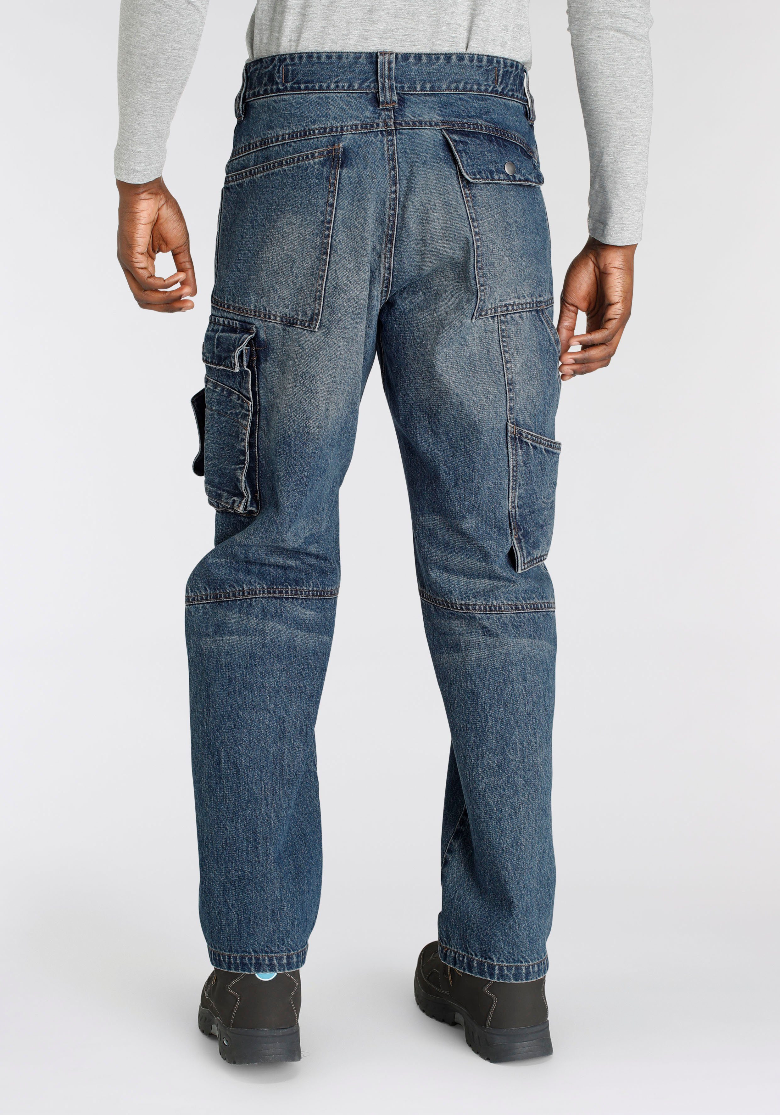 Northern Country mit Taschen Baumwolle, fit) 9 Jeans 100% (aus Jeansstoff, Bund, dehnbarem mit comfort Multipocket robuster Arbeitshose praktischen