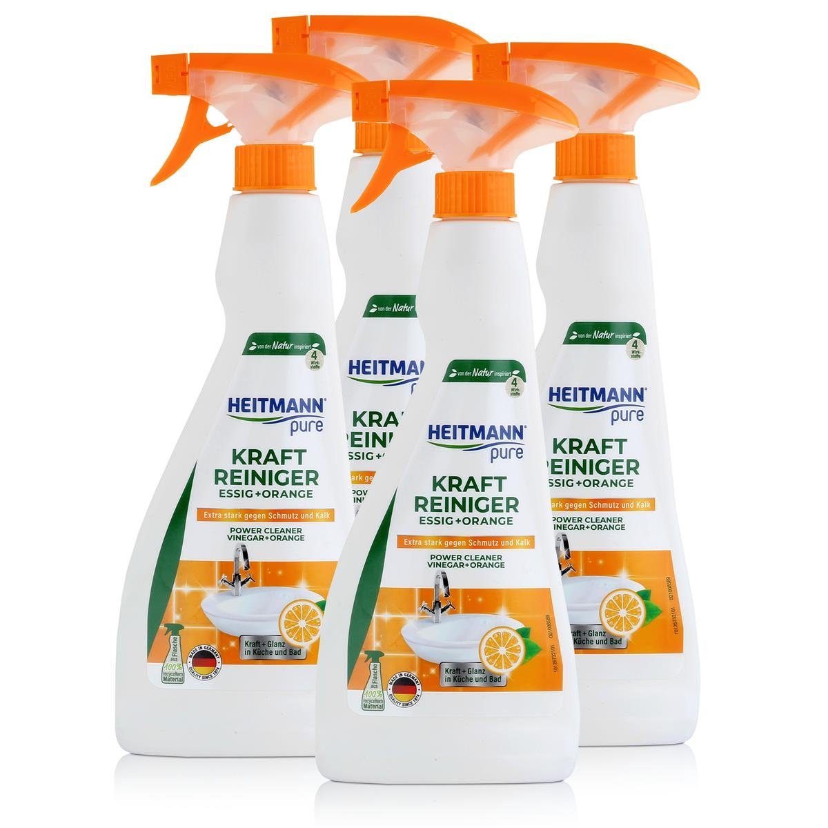 HEITMANN Heitmann Kraft-Reiniger Essig+Orange 500ml entfernt Schmutz und Kalk (Badreiniger