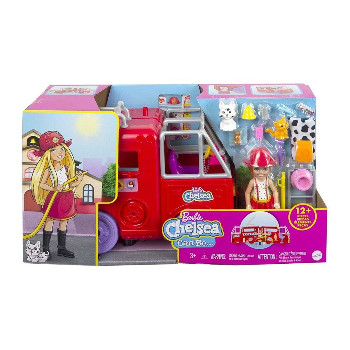 Mattel GmbH Mattel® - Mattel can - Puppen mit Zubehör, - Spielset HCK73 Chelsea Feuerwehrauto Fahrzeug Barbie be
