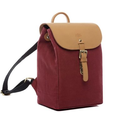 SID & VAIN Rucksack Canvas & Leder Backpack Unisex AKIRA, Cityrucksack Canvas & Echtleder, Rucksack Damen Herren burgundrot