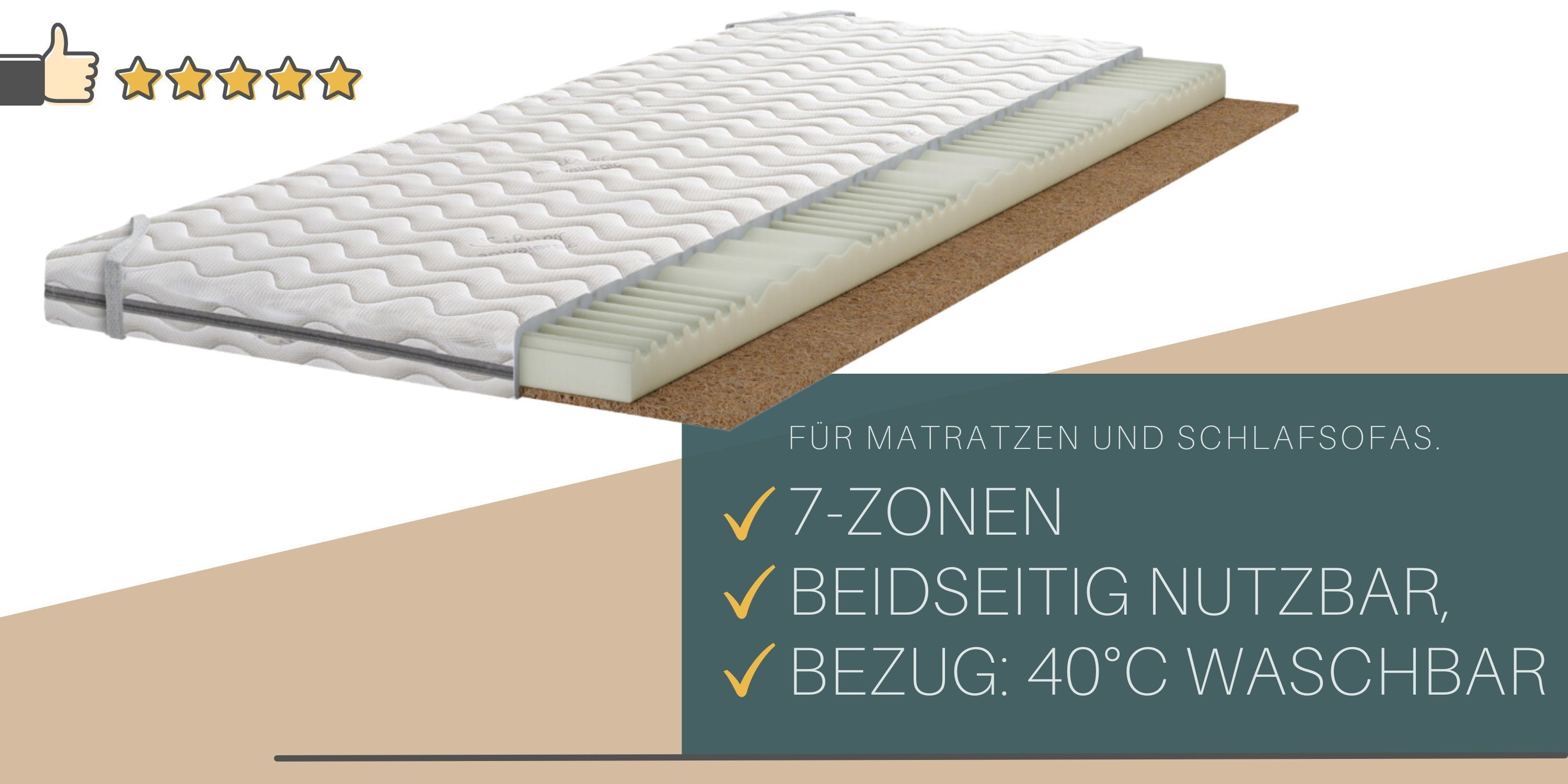 Möbel-Gerner, Topper Kaltschaum 7-Zonen H4 Matratzentopper Matratzenauflage günstig online kaufen