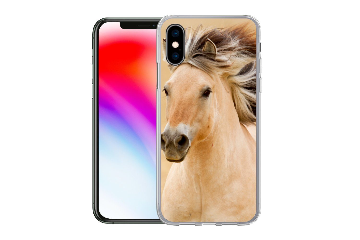 MuchoWow Handyhülle für Apple iPhone X Pferde - Tiere - Mähne - Porträt, Smartphone-Bumper, Print, Handy Schutzhülle Dünn