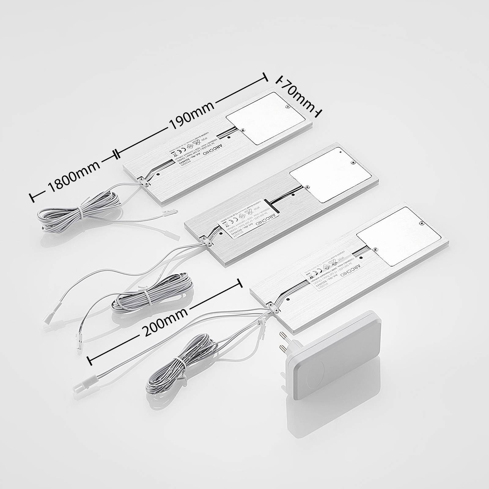 Arcchio Unterschrankleuchte Nortra, Enthalten, 3 x 5 W LED, universalweiß