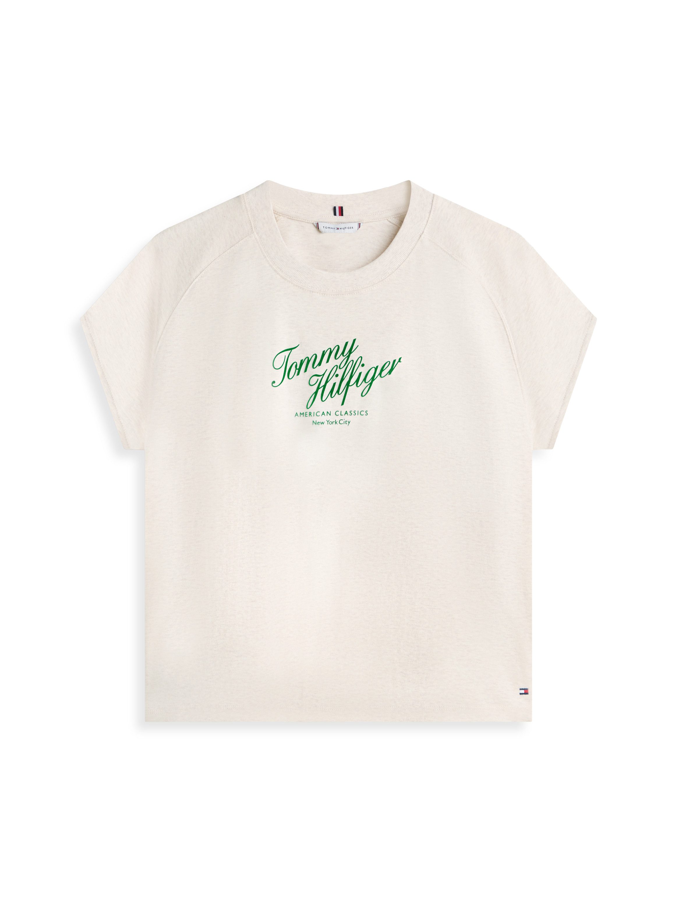 Tommy Hilfiger Kurzarmshirt SEASONAL SCRIPT CAP SLV TEE mit Raglanärmeln, Relaxed Fit – Bild 4 von 5