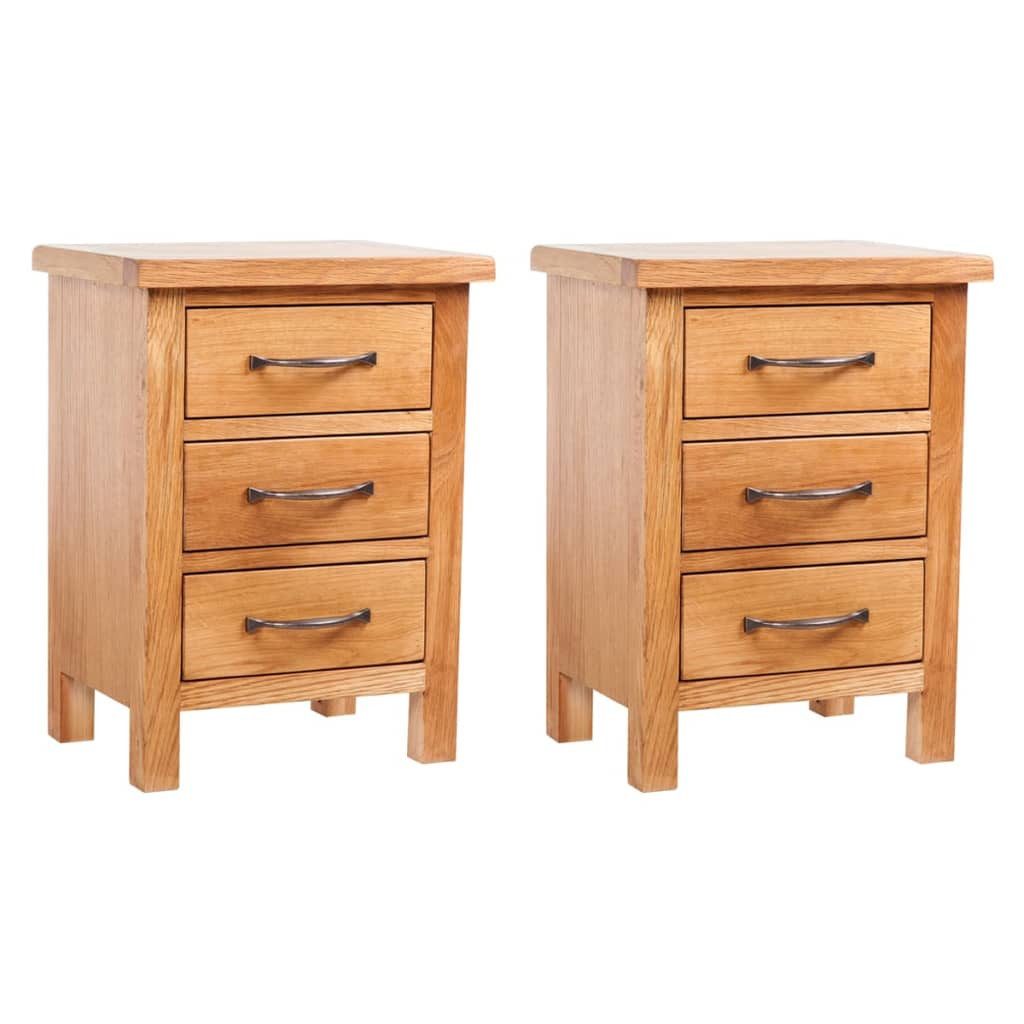 furnicato Beistellschrank Rustikale Nachttische aus Massivholz, 40 x 30 x 54 cm, 2er Set (1-St) Stabile Beistelltische mit drei Schubladen für das Schlafzimmer