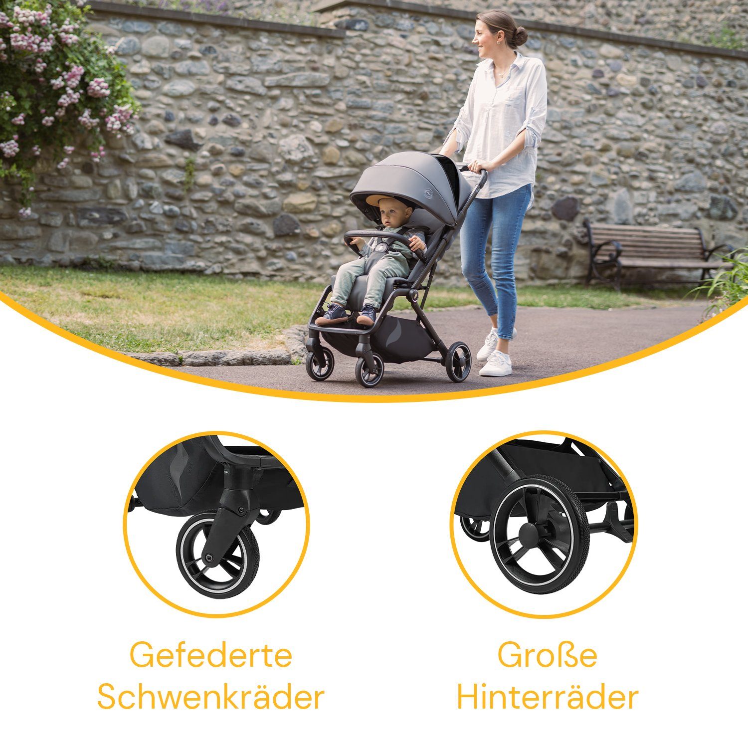 Osann Kinder-Buggy Boogy 2, 0 - 22 kg inkl. Regenverdeck, große Räder, Einhand-Faltmechanismus
