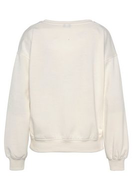 Buffalo Sweatshirt mit Rippbündchen und Sunshine Druck, Loungeanzug