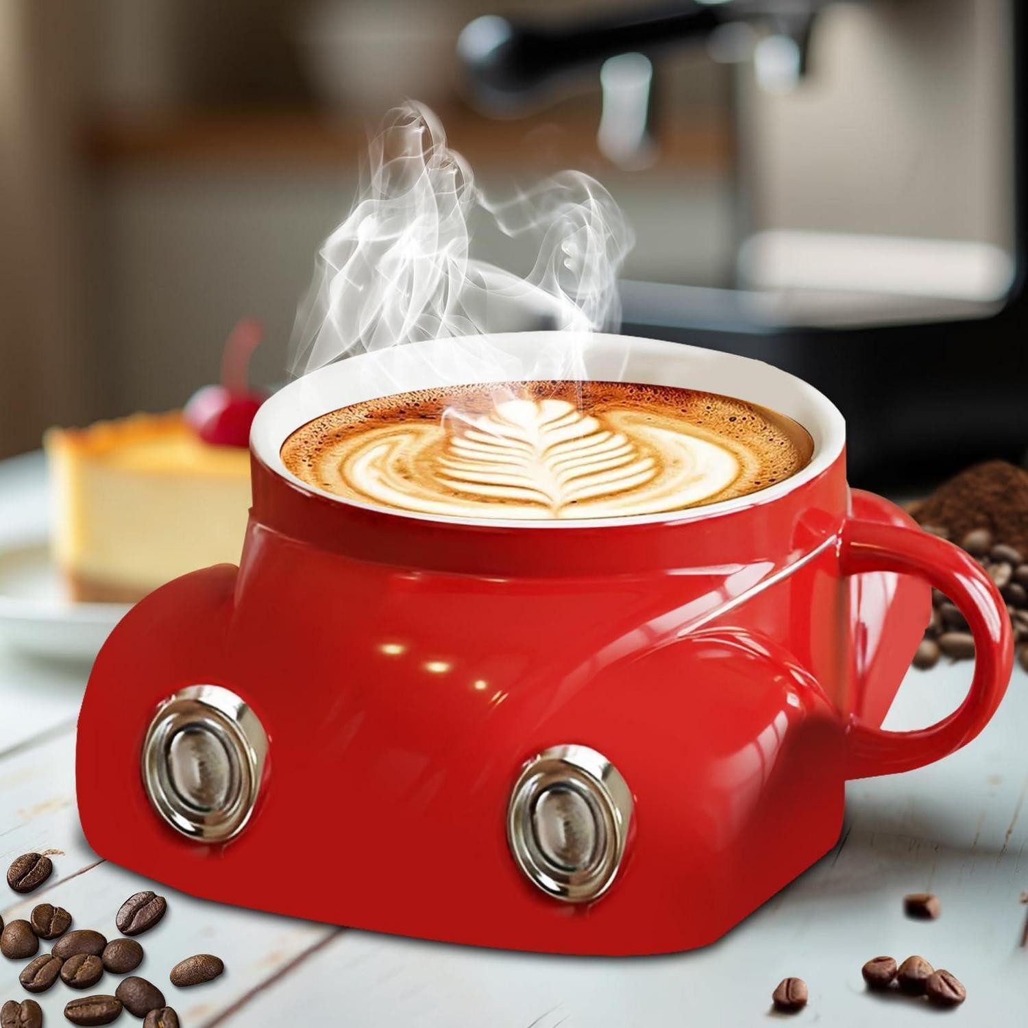 LuxusKollektion Tasse Kaffeetasse Autoform Rot 325ml, Keramik