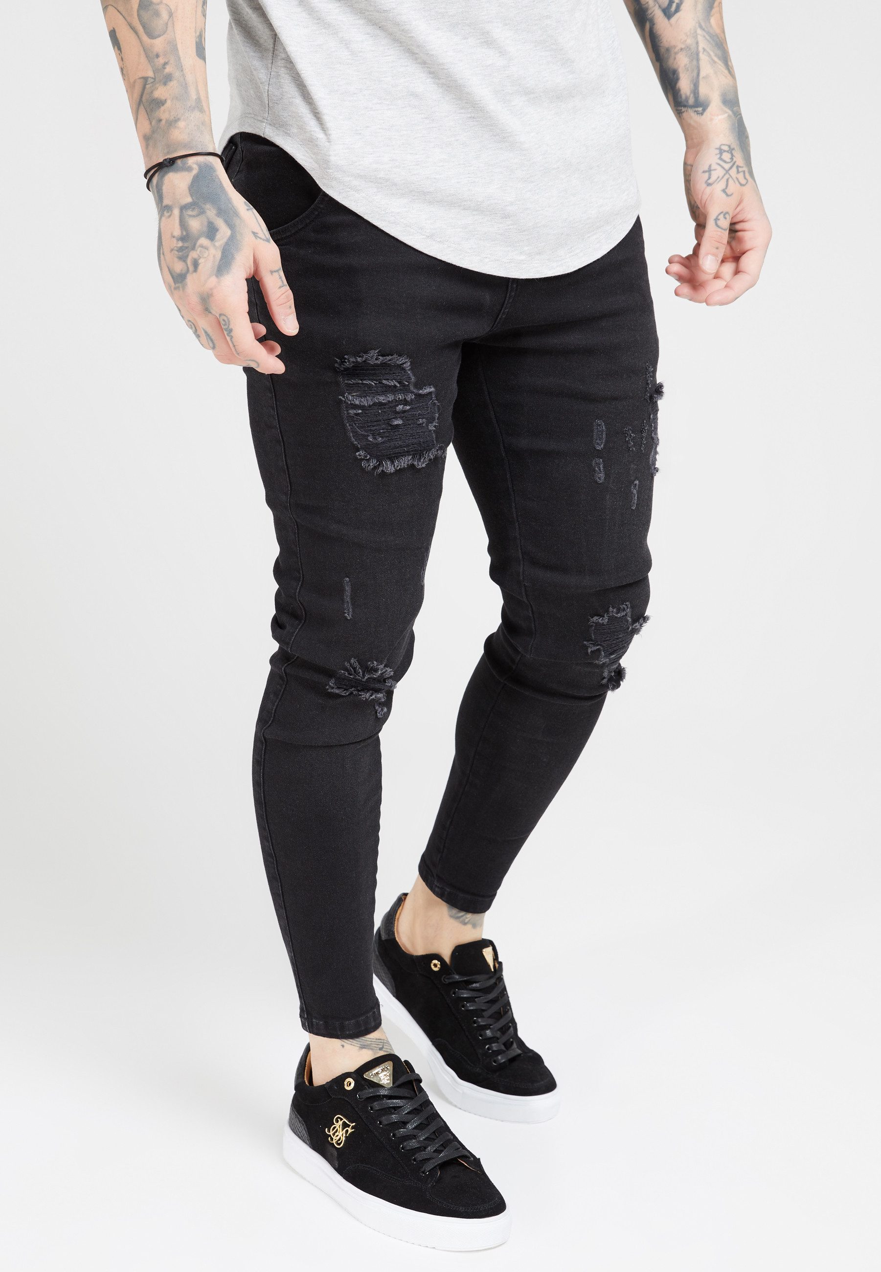 Siksilk Skinny-fit-Jeans SikSilk Herren Schwarze Gewaschene günstig online kaufen