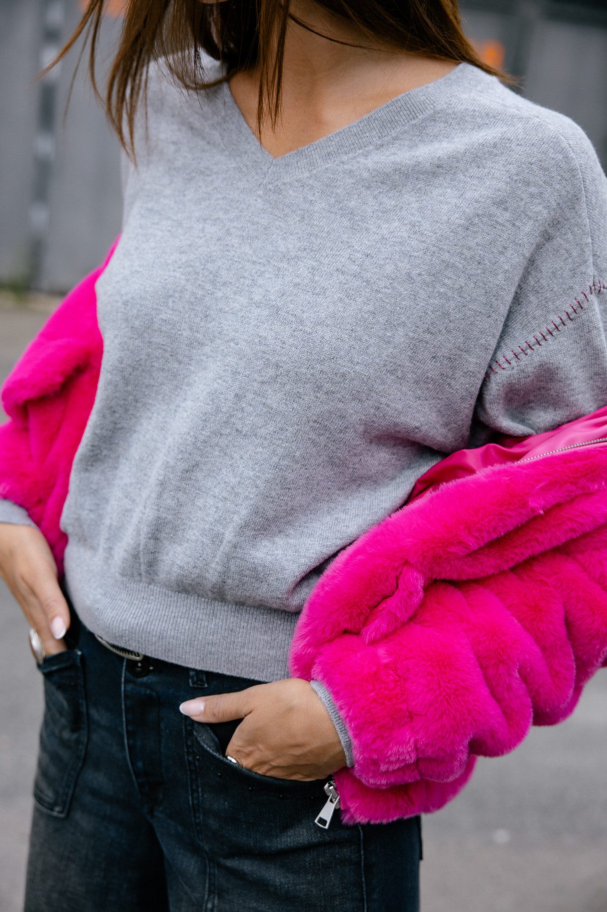 Freeman T. Porter Strickpullover - stylischer Instarsia Pullover mit Blitzmuster am Arm