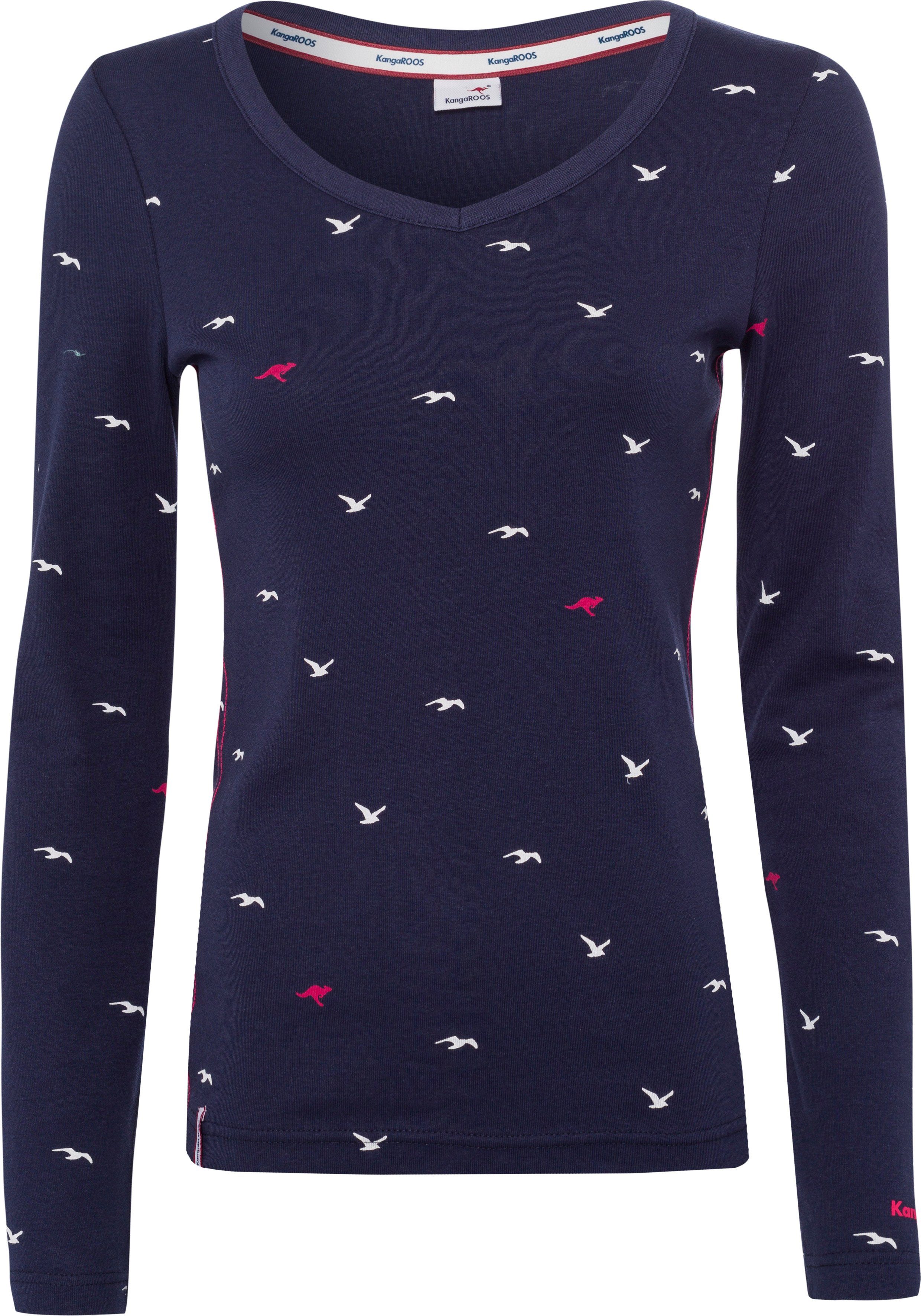 KANGAROOS Langarmshirt (1-tlg) mit hanseatischem Alloverdruck mehr