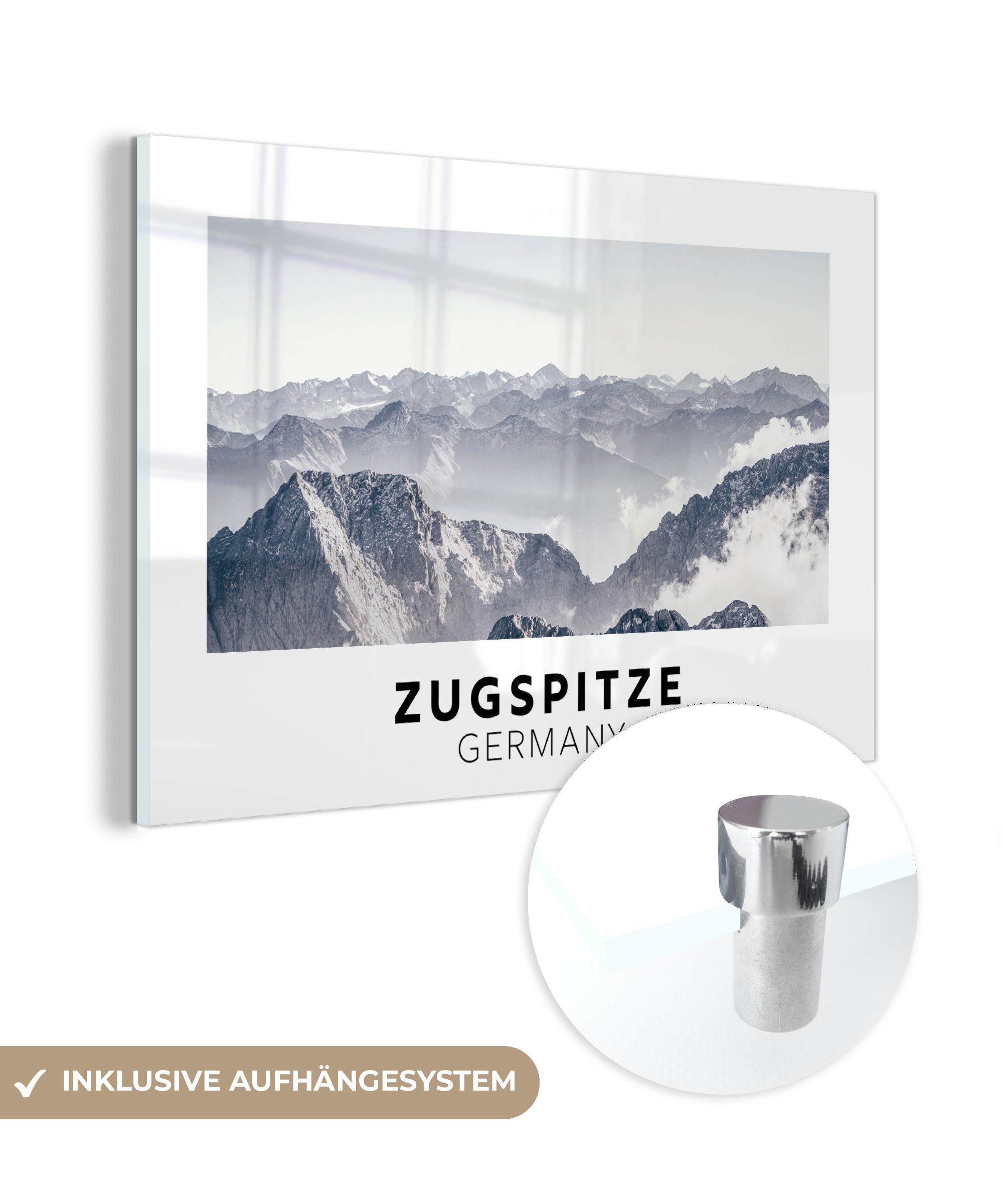 MuchoWow Acrylglasbild Deutschland - Berge - Schnee, (1 St), Glasbilder - Bilder auf Glas Wandbild - Foto auf Glas - Wanddekoration