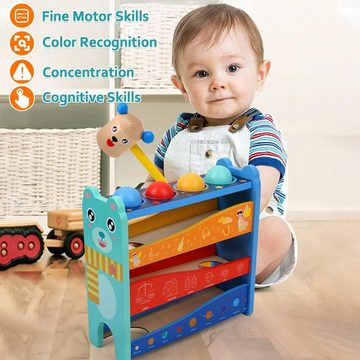 Atoylink Spielcenter Holzhammer-Spaß: Montessori-Spielzeug für Kinder, (Montessori Motorik Spielzeug Set), fördert spielerisch Formerkennung und motorische Fähigkeiten.