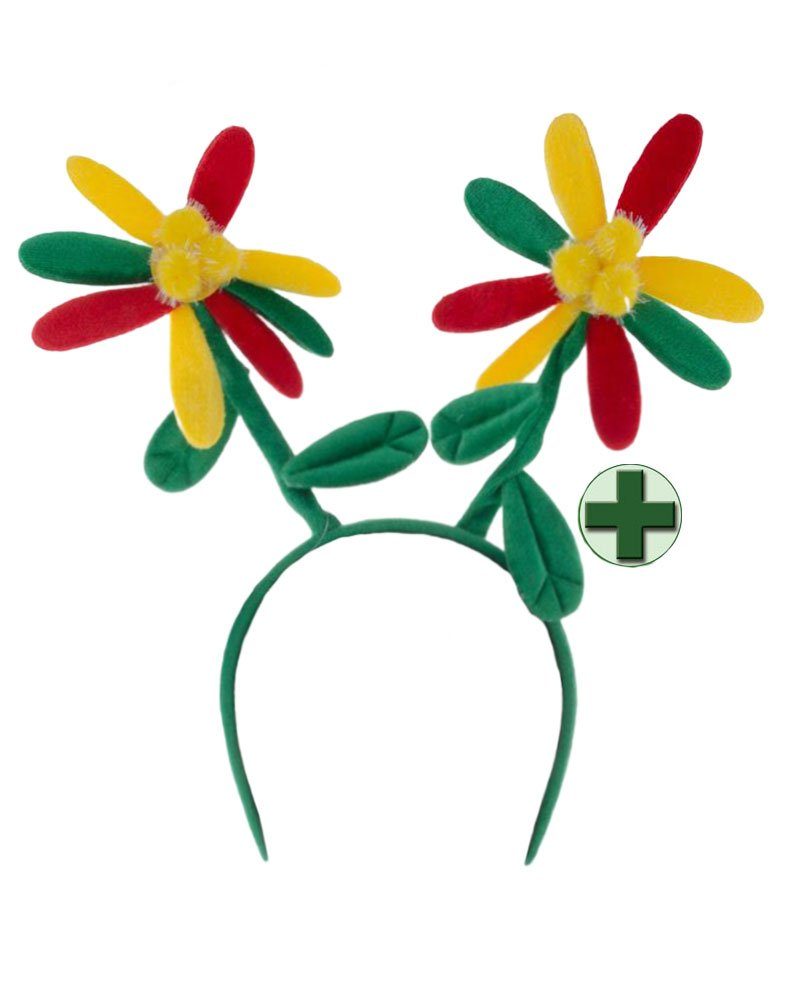 KarnevalKlamotten Kostüm Gärtnerschürze grün MIT Haarreif Blumen