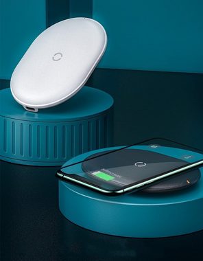 Baseus »Baseus Cobble 15W Wireless Charger Schnellladegerät Weiß Rund Slim Ultra Flach für Samsung Modelle und alle Qi-fähige Geräte« Wireless Charger
