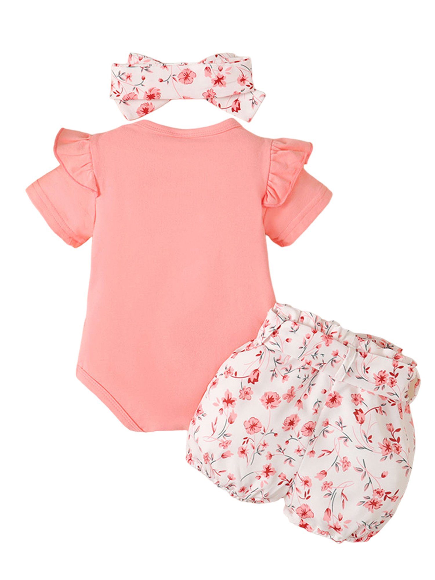 LAPA Body & Shorts Anzug Baby Dreiteiliger für Mädchen Häschen-Druck mit
