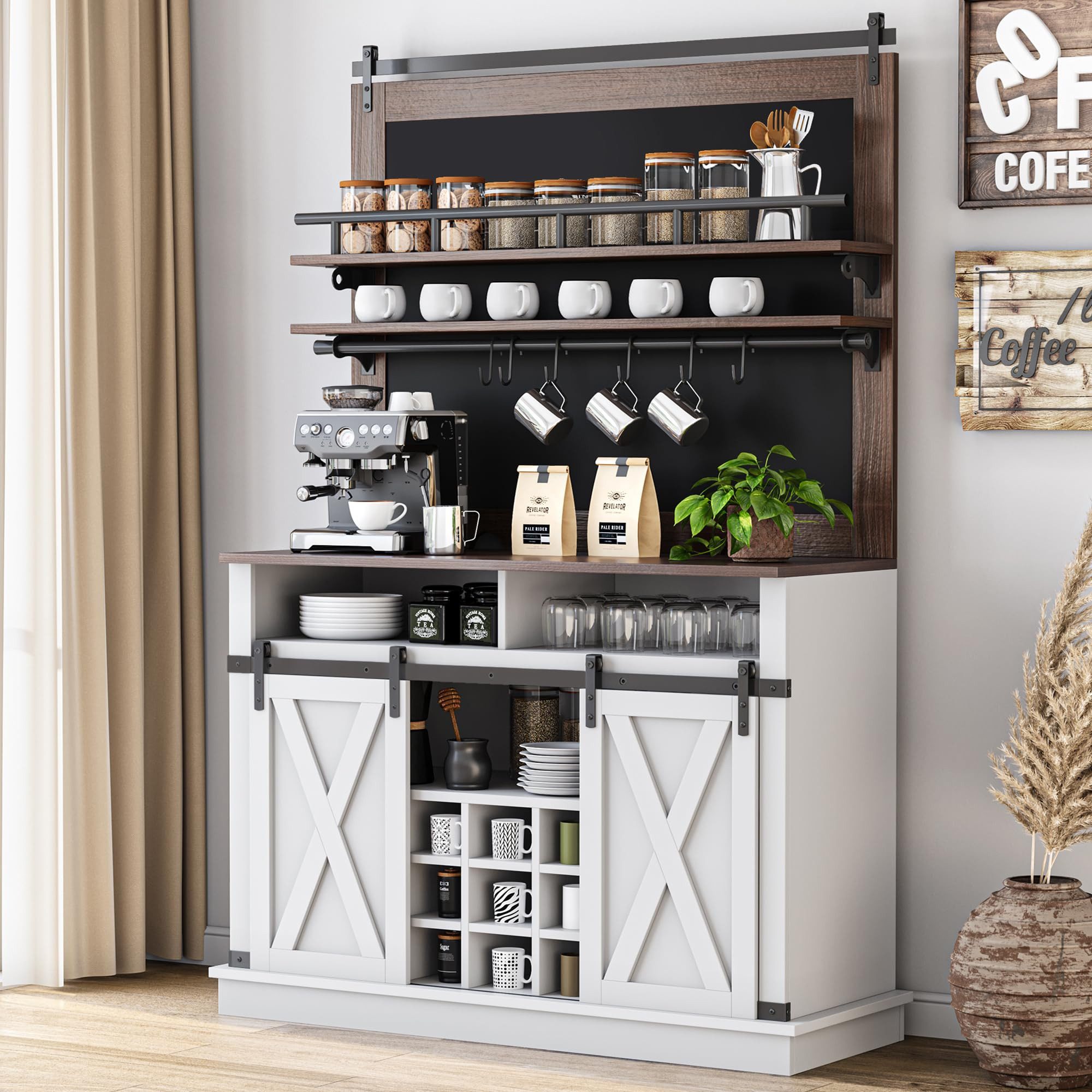 GarveeMore Barschrank Kaffeeschrank Küchenbuffet Sideboard mitSchiebetür günstig online kaufen