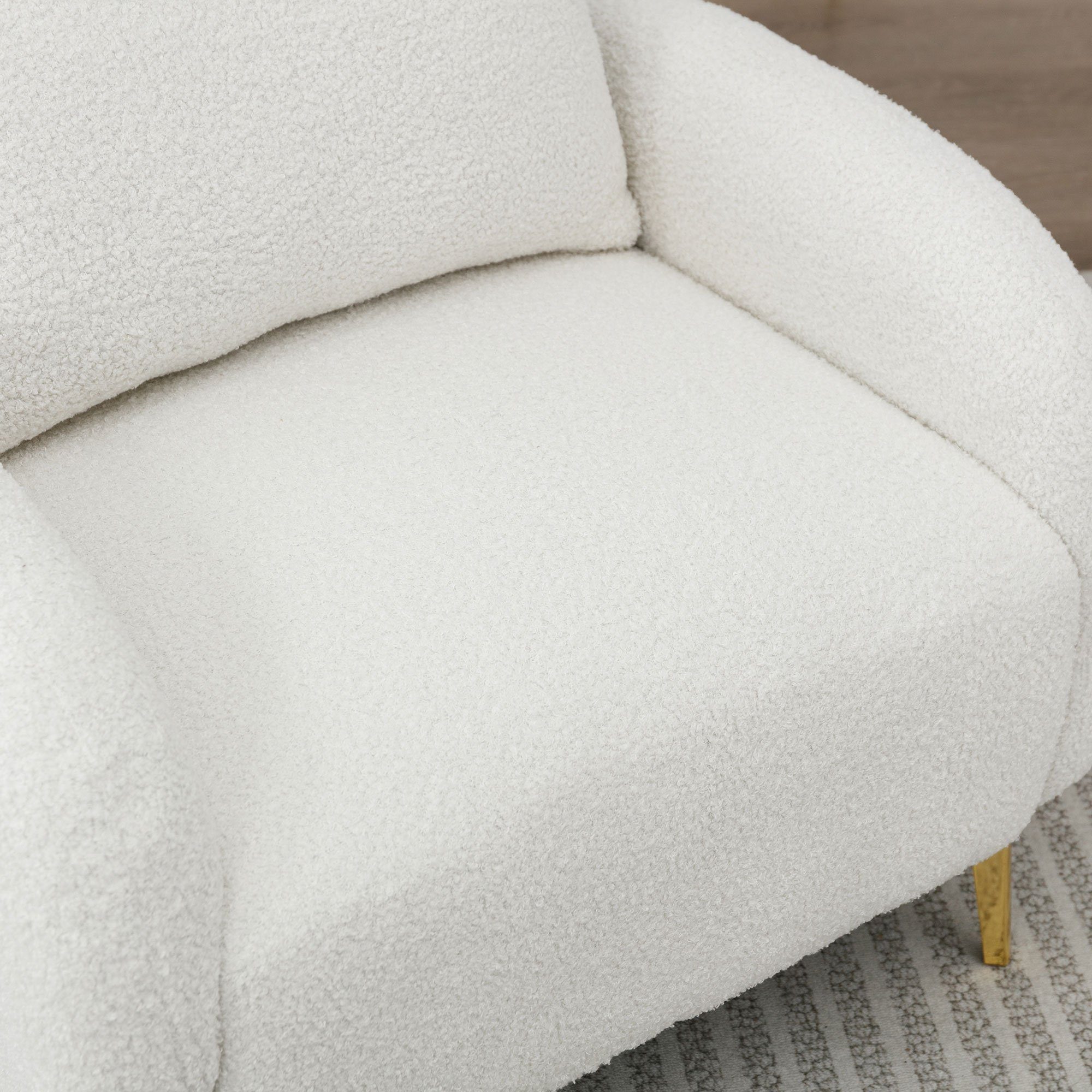 REDOM Sessel Loungesessel Polstersessel Armlehnensessel, weiß roségoldene Einzelsessel tiefer mit Sitzfläche mit Sofabeine), (Moderner breiter großer Teddy-Samtstuhl, und extra Kissen Sitzfläche, schlichter und