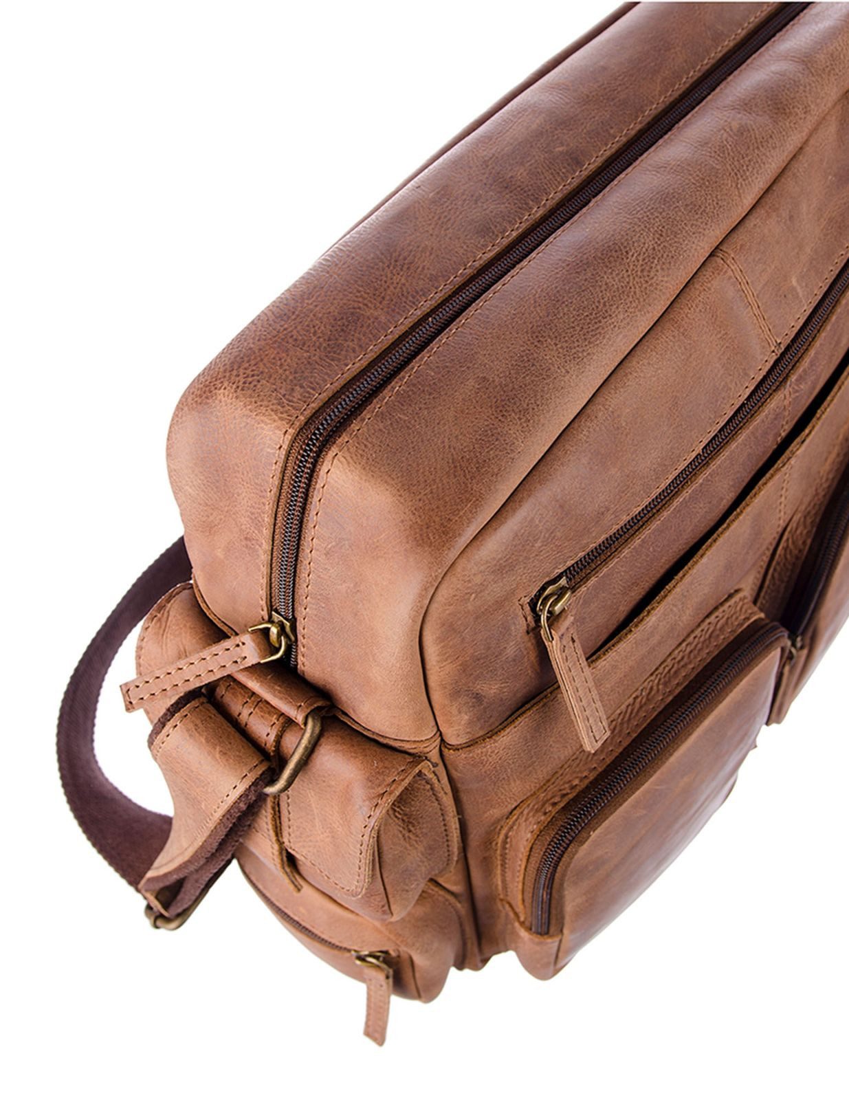 GreenLand Nature Schultertasche Casual-Bag XL, aus echtem Rindsleder