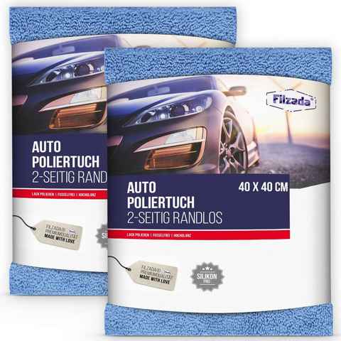 Filzada 2x Poliertücher Auto Randlose Mikrofasertuch Autopolitur Kratzfrei Mikrofasertuch (80% Polyester 20% Polyamid)