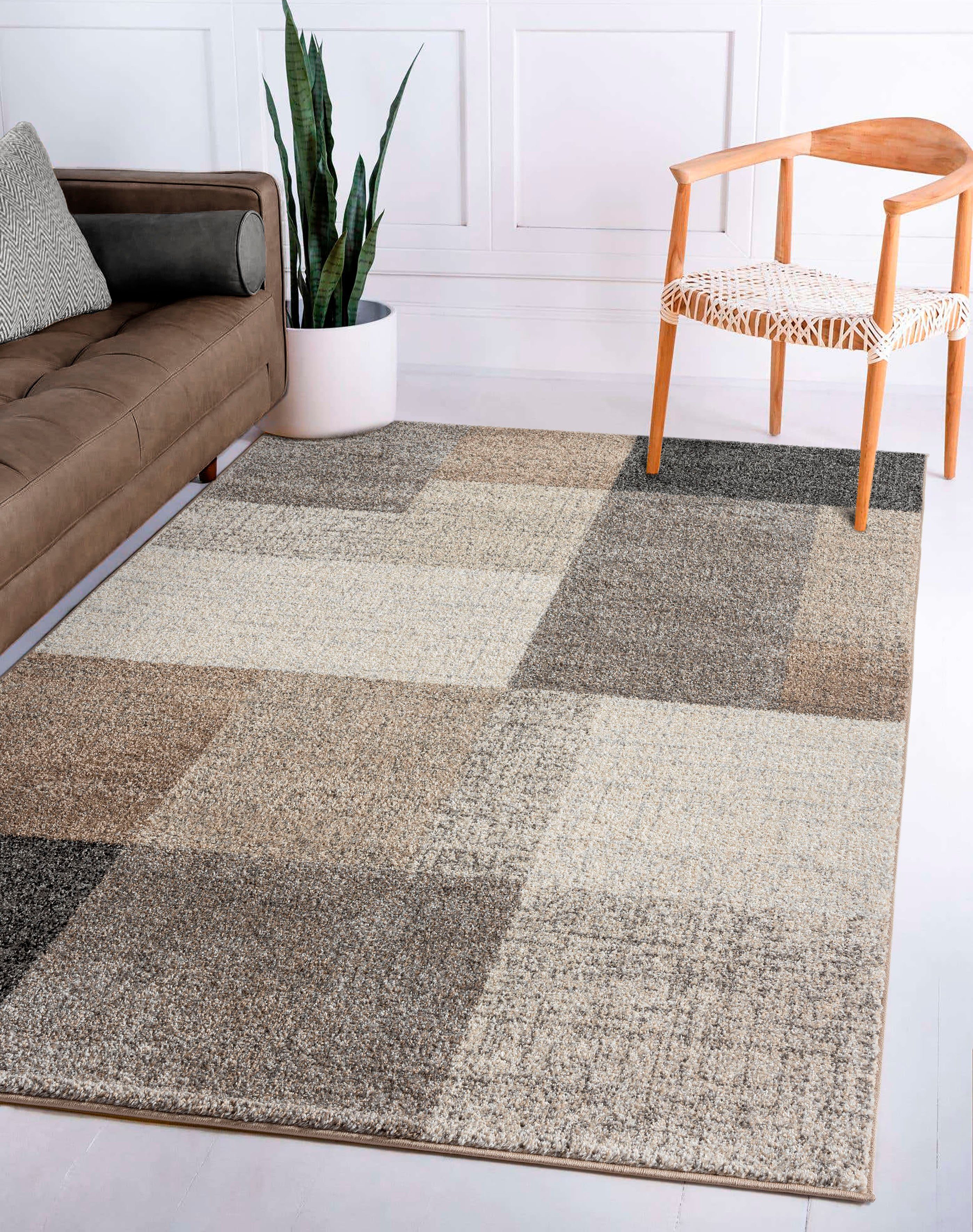 merinos Teppich Thales 6101, rechteckig, Höhe: 10 mm, Kurzflorteppich mit Konturenschnitt, Wohnzimmer