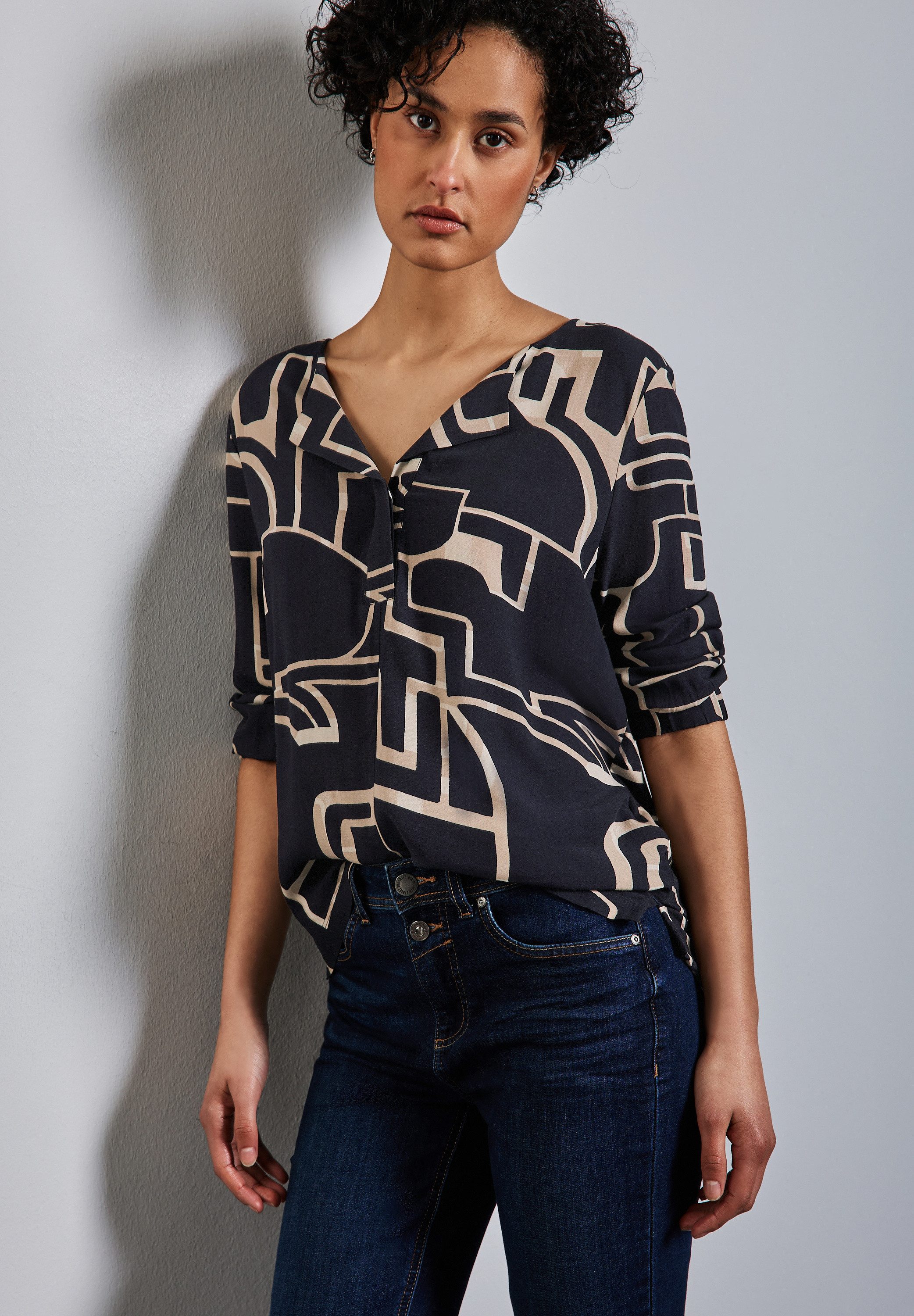 STREET ONE 3/4-Arm-Shirt mit All-Over Print günstig online kaufen