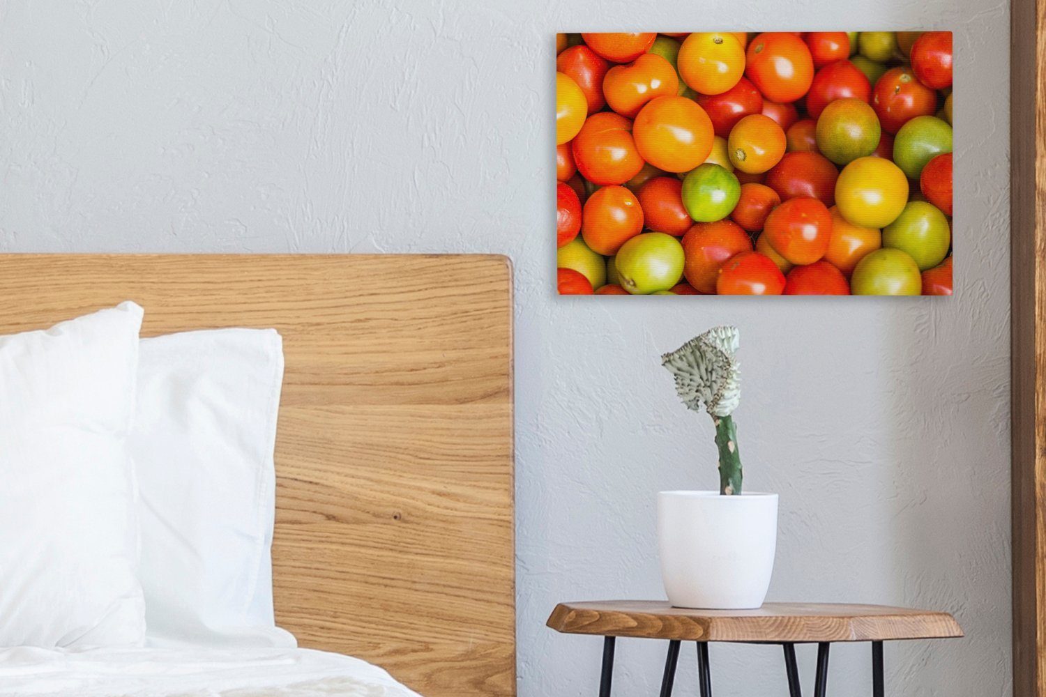 OneMillionCanvasses® Leinwandbild Ein Bündel kleiner (1 Leinwandbilder, Farben, Wanddeko, St), verschiedenen Tomaten 30x20 cm Wandbild Aufhängefertig, in