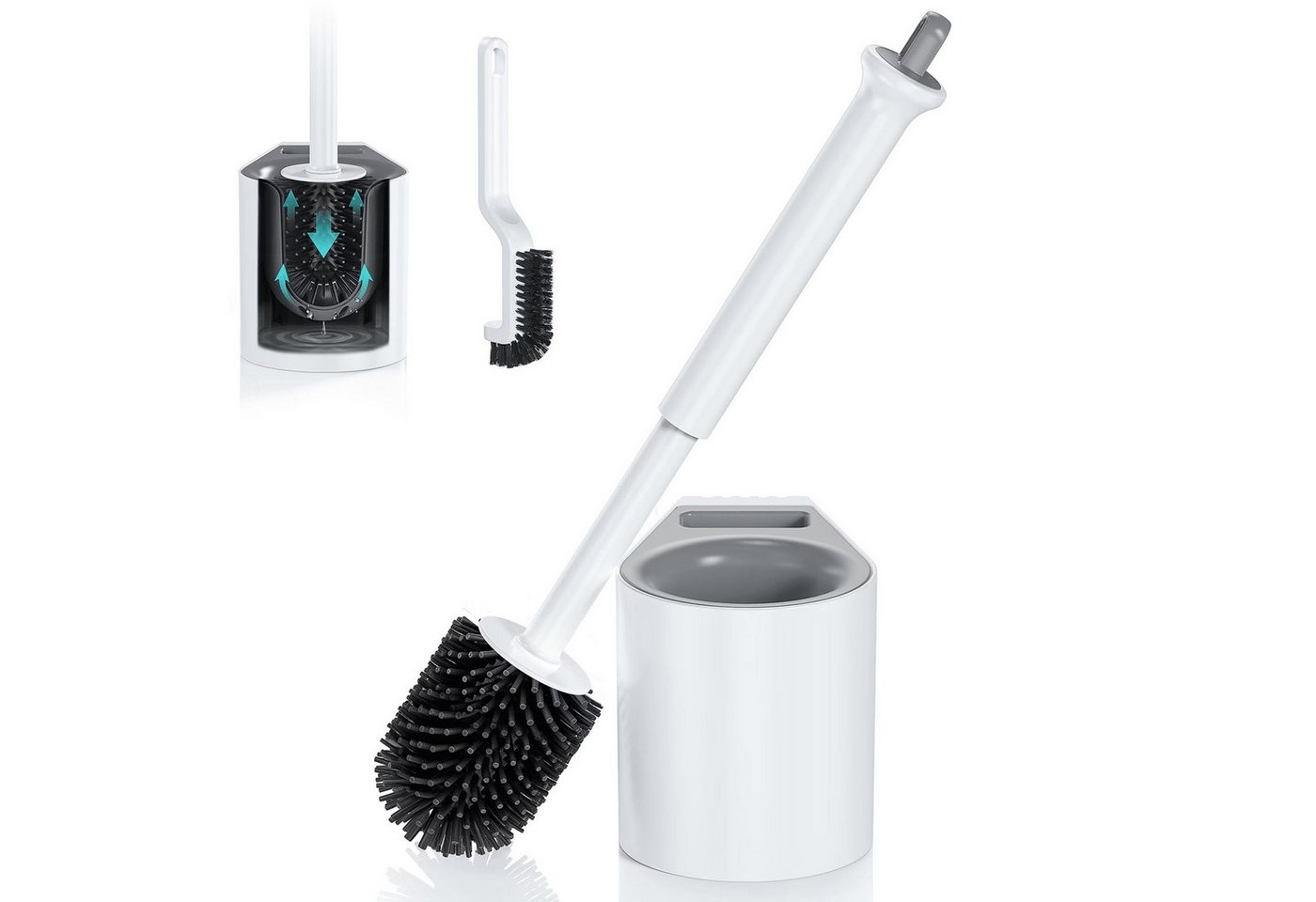 HUGERSTONE WC-Reinigungsbürste Klobürste Set mit Toilettenbürstenhalter Stehend und Fugenbürste, (Set, 3-tlg, WC Bürste Set mit Versteckter Pinzette), Geeignet zur Reinigung von Toiletten, Waschbecken und Badezimmern