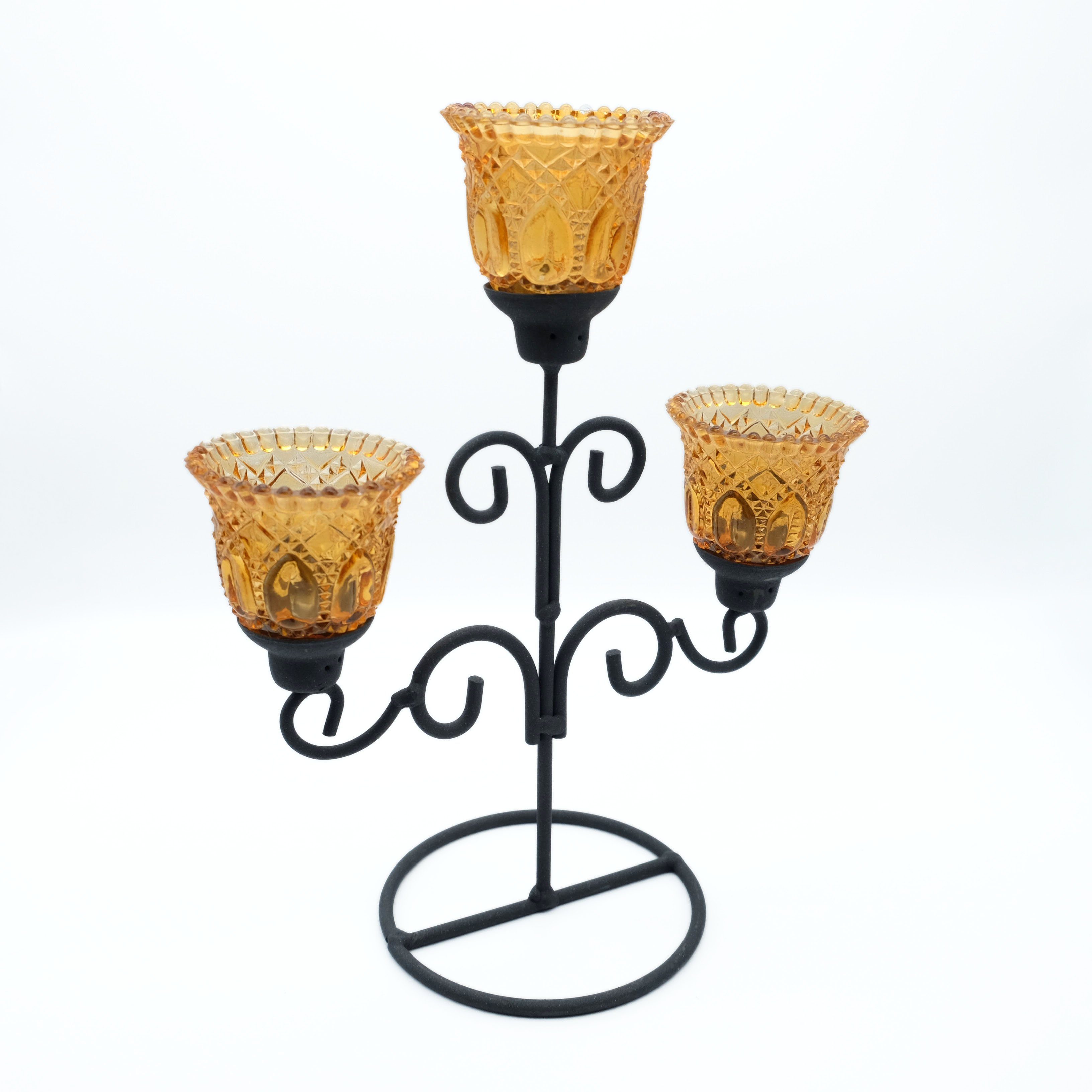 Teelichthalter Glas, DeColibri gelb Kerzenhalter, Kerzenständer, standfest Kerzenständer