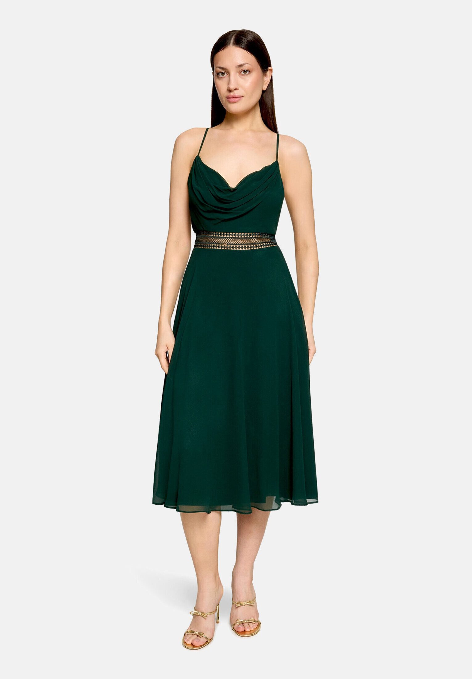 Vera Mont Cocktailkleid Damen mit Wasserfallausschnitt Stickerei