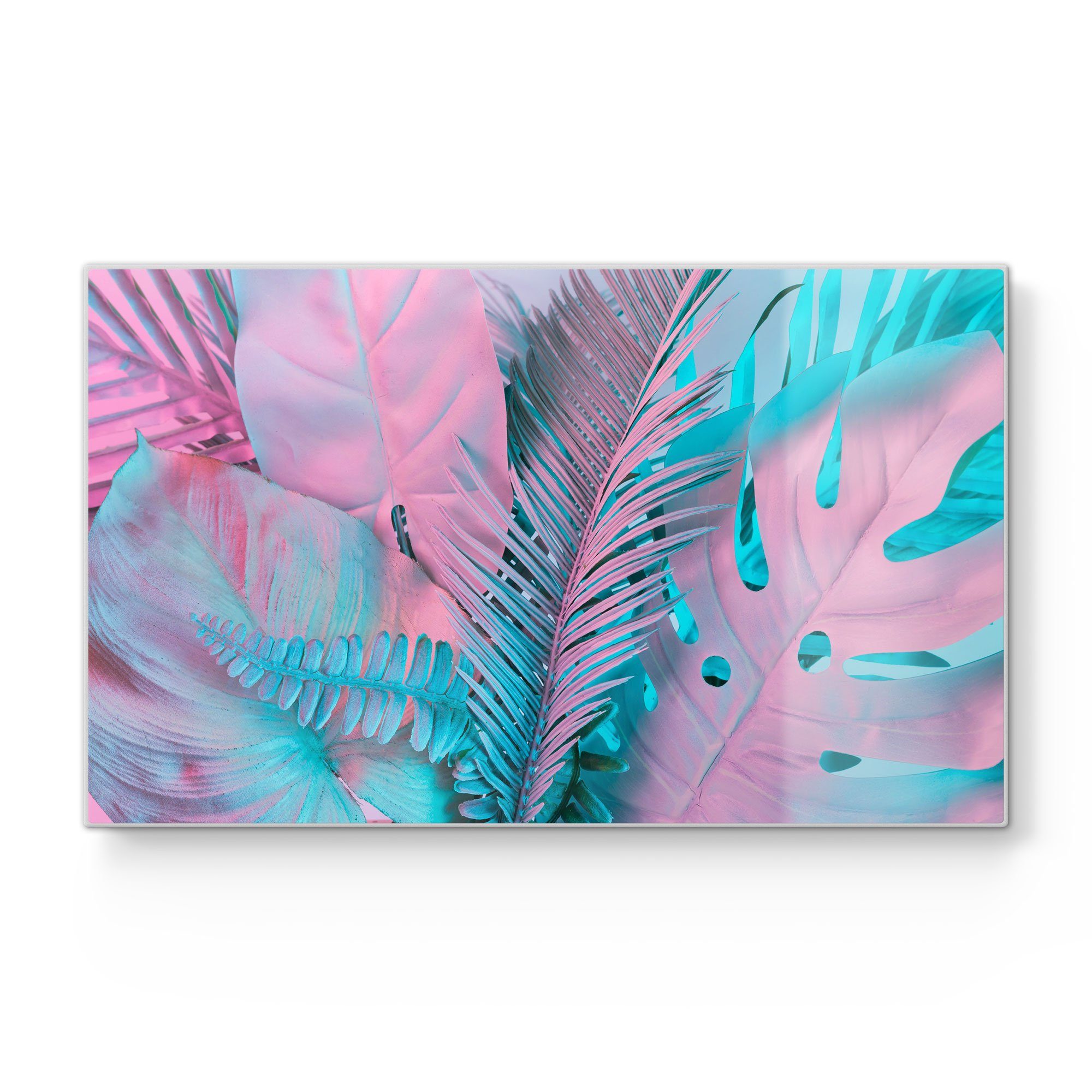 DEQORI Schneidebrett 'Tropenblätter: Farbeffekt', Glas, Platte Frühstücksbrett Schneideplatte