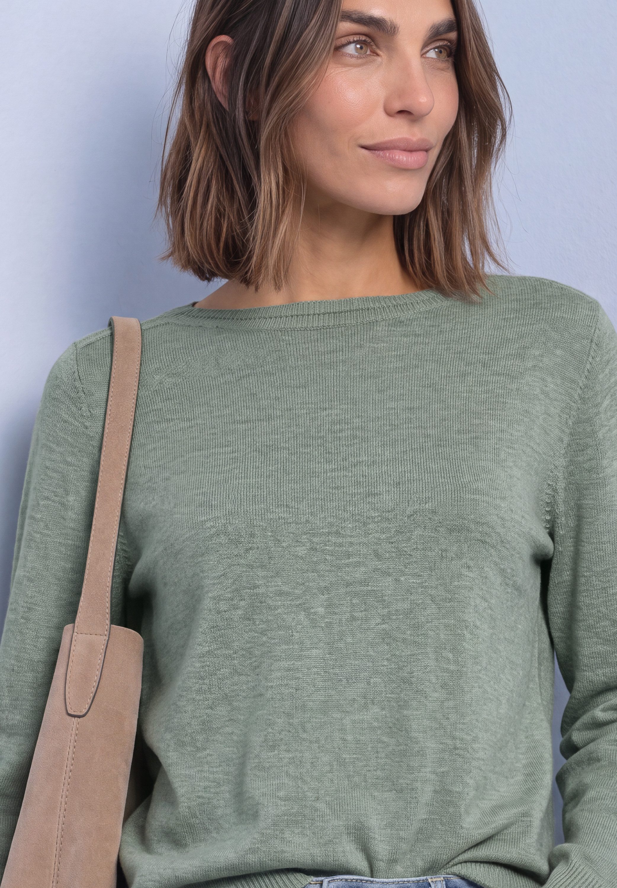 STREET ONE Strickpullover Feinstrick mit U-Boot-Ausschnitt / Viskose