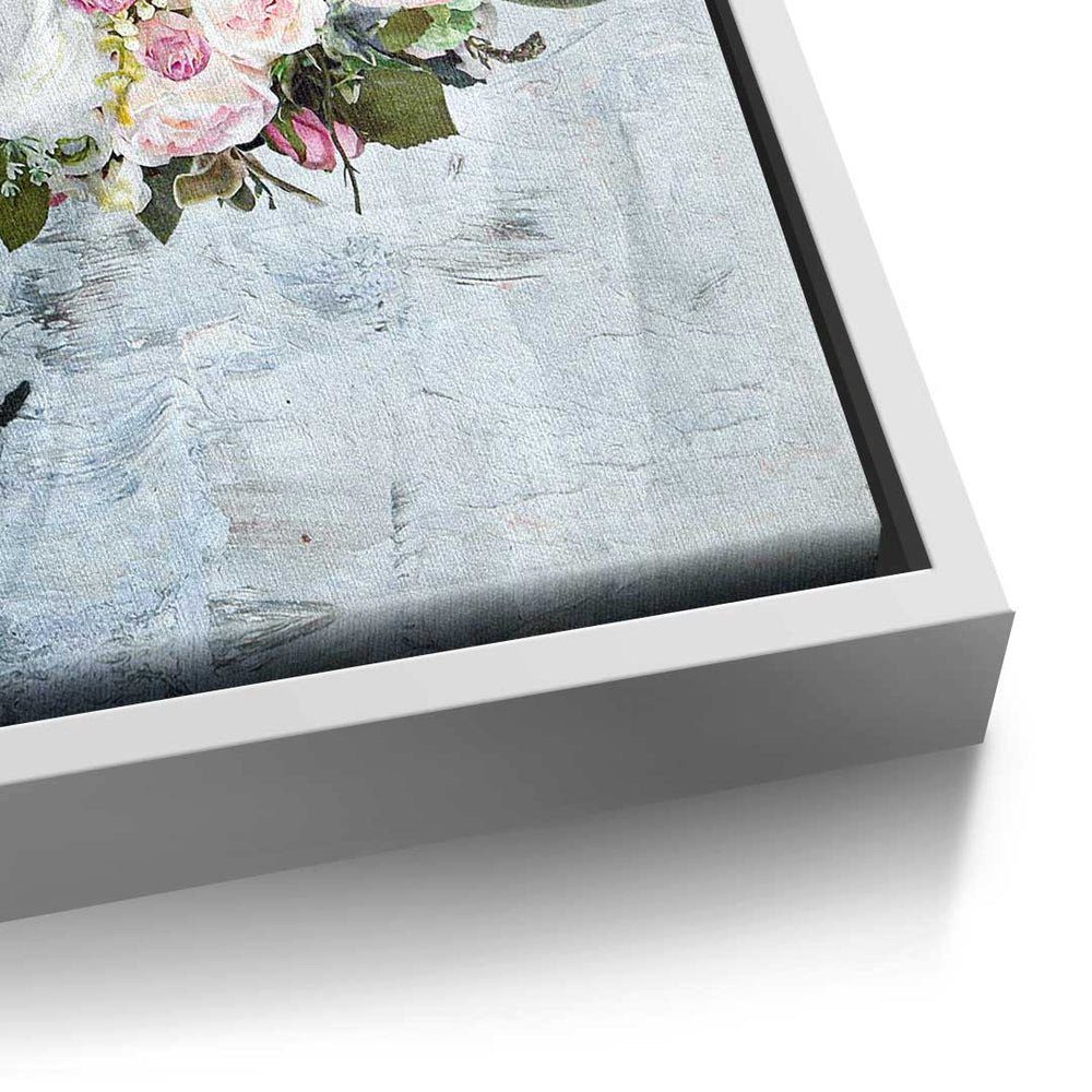 Lips Pop Wandbild modernes Art Premium Flowers - Leinwandbild - & Rahmen Leinwandbild, - weißer DOTCOMCANVAS®