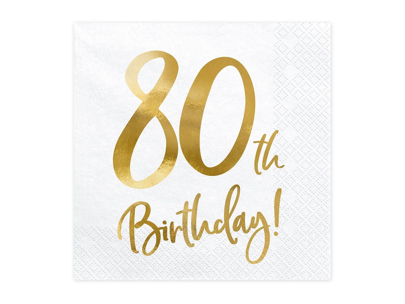 partydeco Papierserviette, Servietten 80.Geburtstag 33x33cm 20 Stück weiß gold