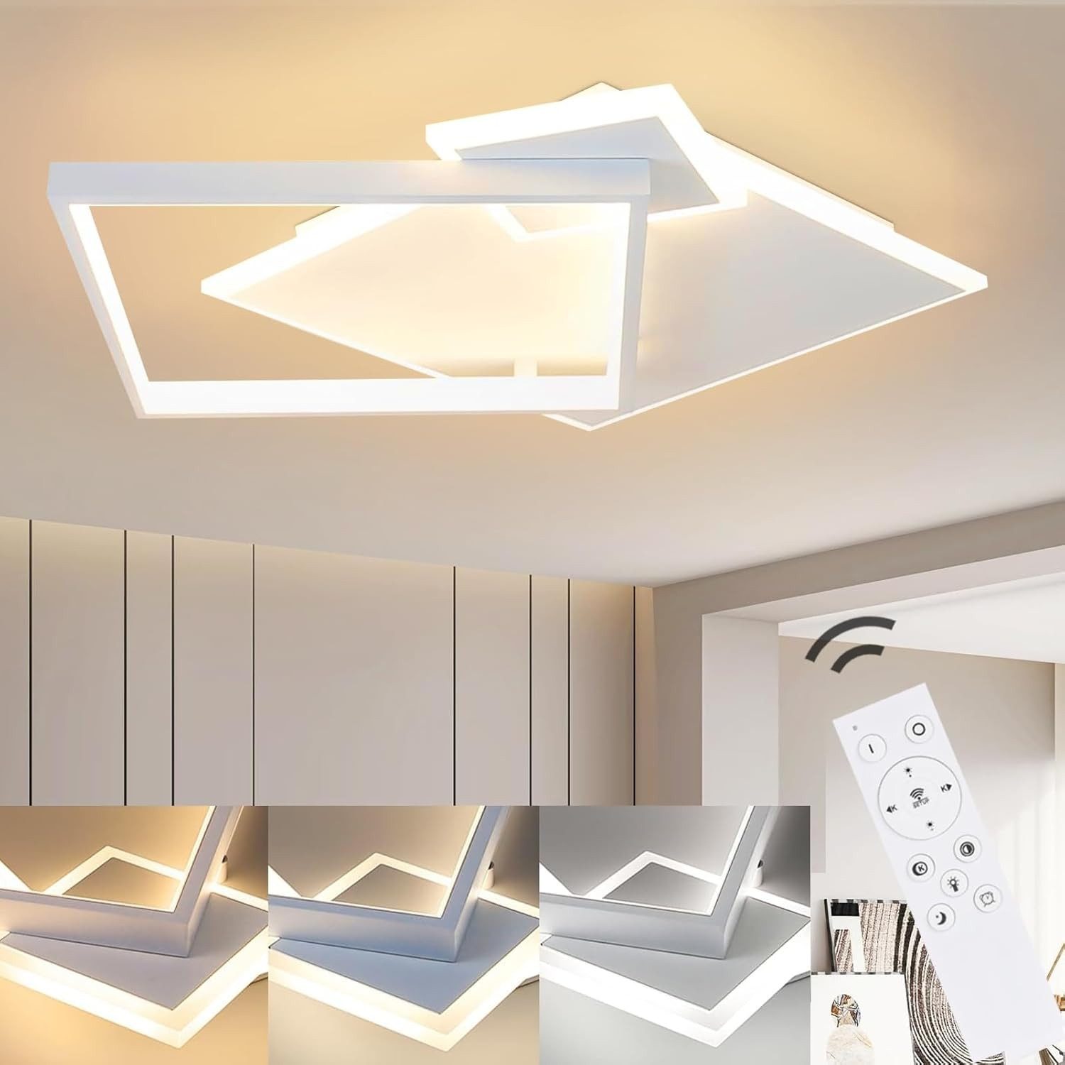 ZMH LED Deckenleuchte Modern Design Wohnzimmerlampe mit Fernbedienung Metal günstig online kaufen