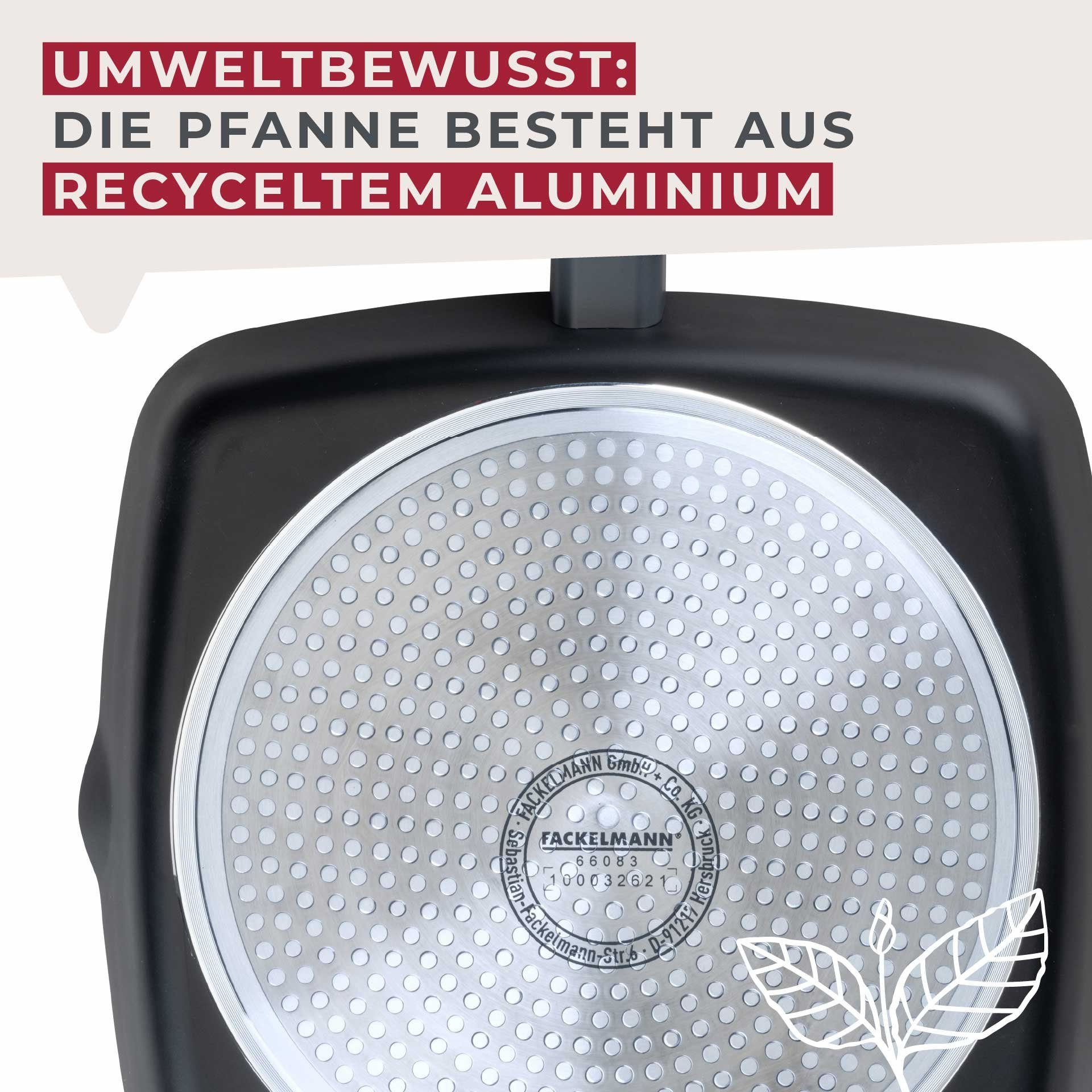 FACKELMANN Grillpfanne 28cm Statement – Keramik-Antihaft, Recyceltes Aluminium, Induktion