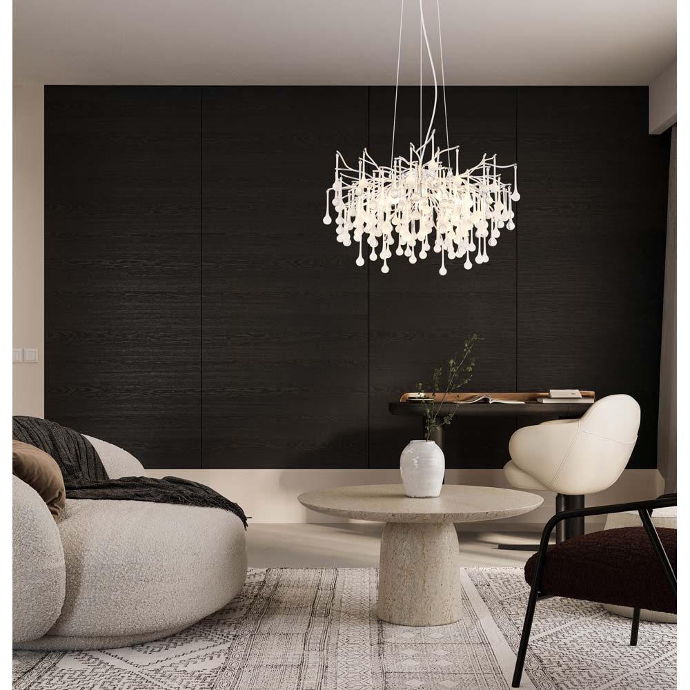 GLOBO LIGHTING Kronleuchter, Leuchtmittel nicht inklusive, Kronleuchter Hängeleuchte Metall verchromt Glaskristalle H 150 cm