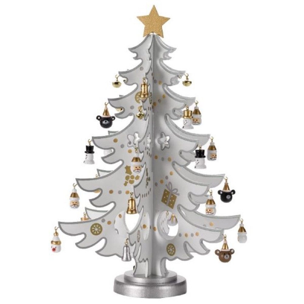 THREE KINGS Weihnachtsfigur DécoTree silber / weiß - Weihnachtsbaum Winterdeko 35 cm (1 St)