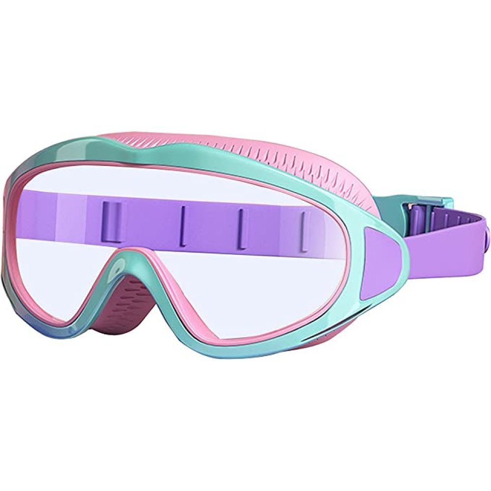 GelldG Schwimmbrille Schwimmbrille Kinder 2-16 Jahre, Großes Objektiv Anti Fog Wasserdicht rosa+grün