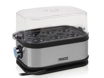 PRINCESS Eierkocher, Anzahl Eier: 6 St., 400 W, Edelstahl Egg Cooker für 1,2,3,4,5,6 Eier Messbecher mit Eierpiekser