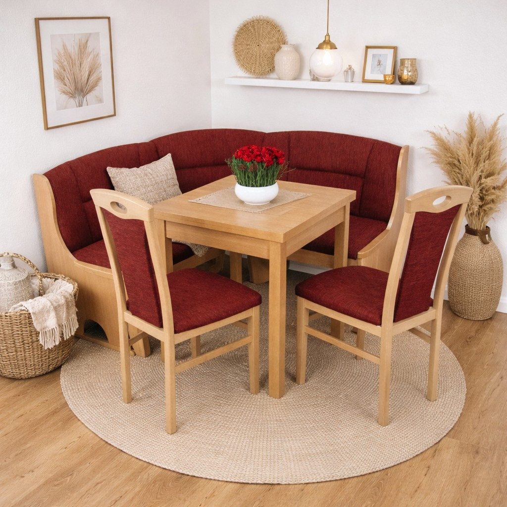 moebel-direkt-online Eckbankgruppe Madrid 4tlg. Set (Stauraumeckbank, Ausziehtisch, Massivholzstühle), (Spar-Set, 4tlg. Set), Eckbank mit Stauraumfunktion