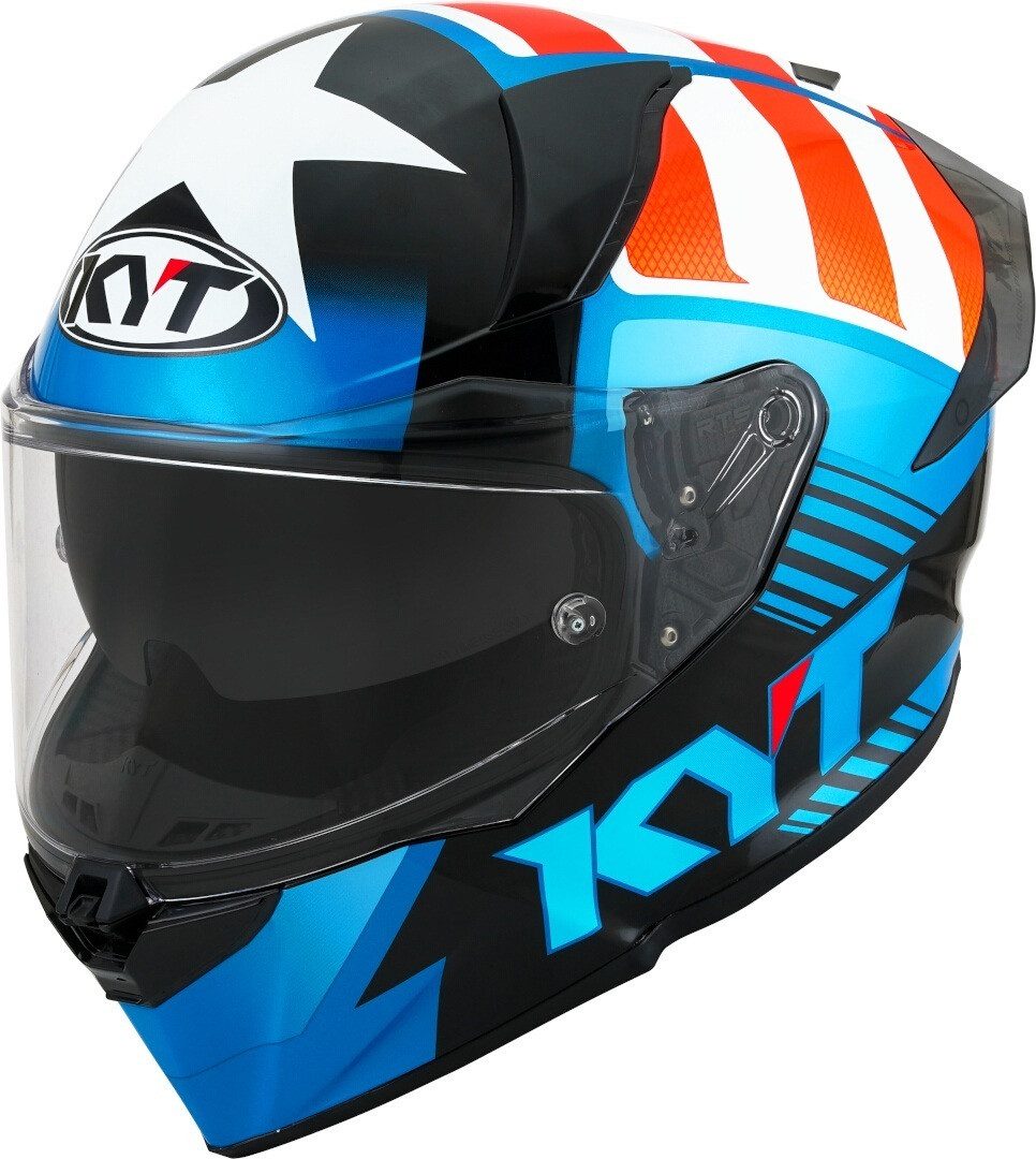 KYT Motorradhelm R2R Straight Helm, Sonnenvisier, Pinlock, Ratschenverschluss, Spoiler, ECE 22.06
