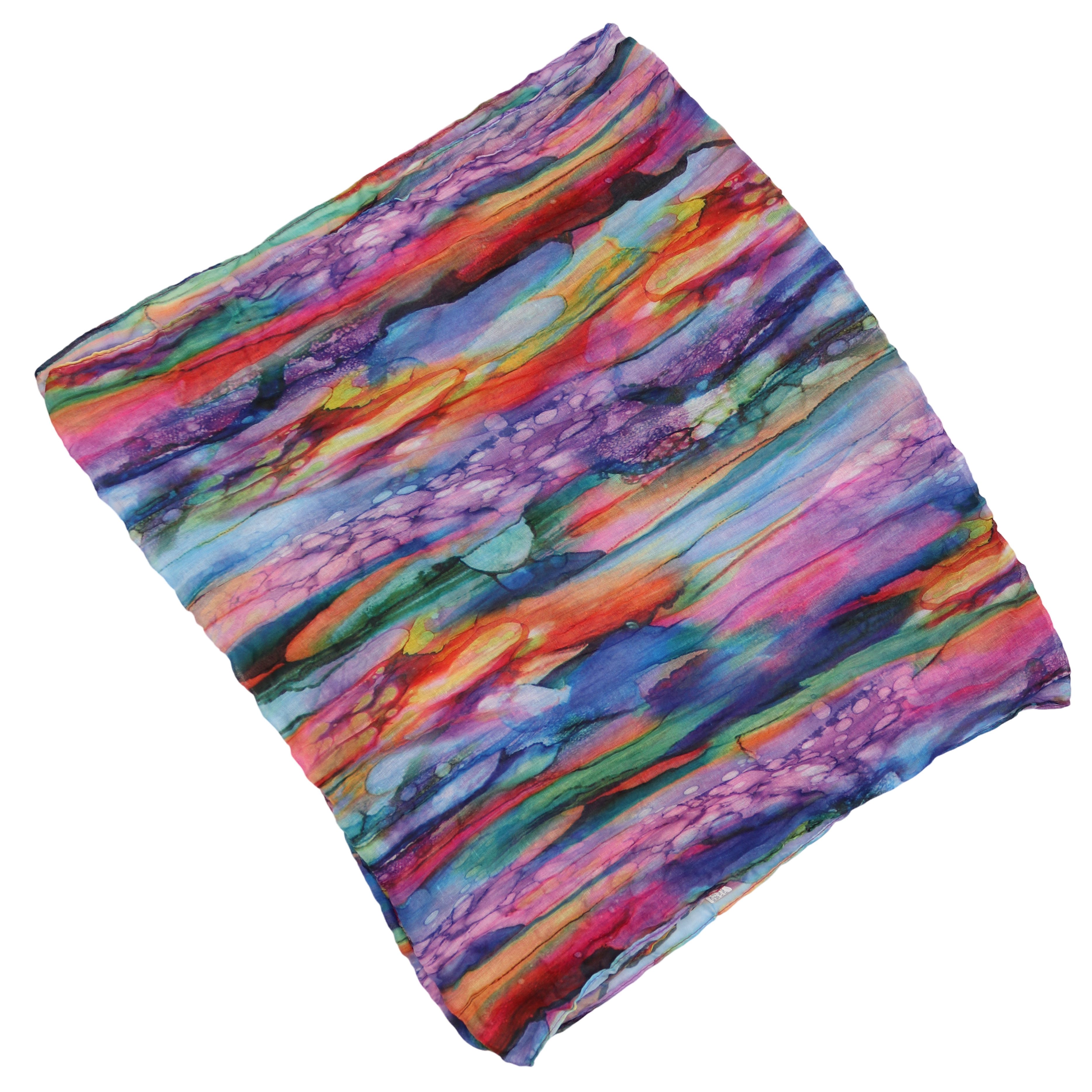 MIRROSI Loop Damen Schal mit Regenbogen-Muster Weich Schlauchschal, (Zweimal um den Hals wickelbar, ca.45x75cm), Damen Halstuch ideal für Frühling, Sommer oder Herbst