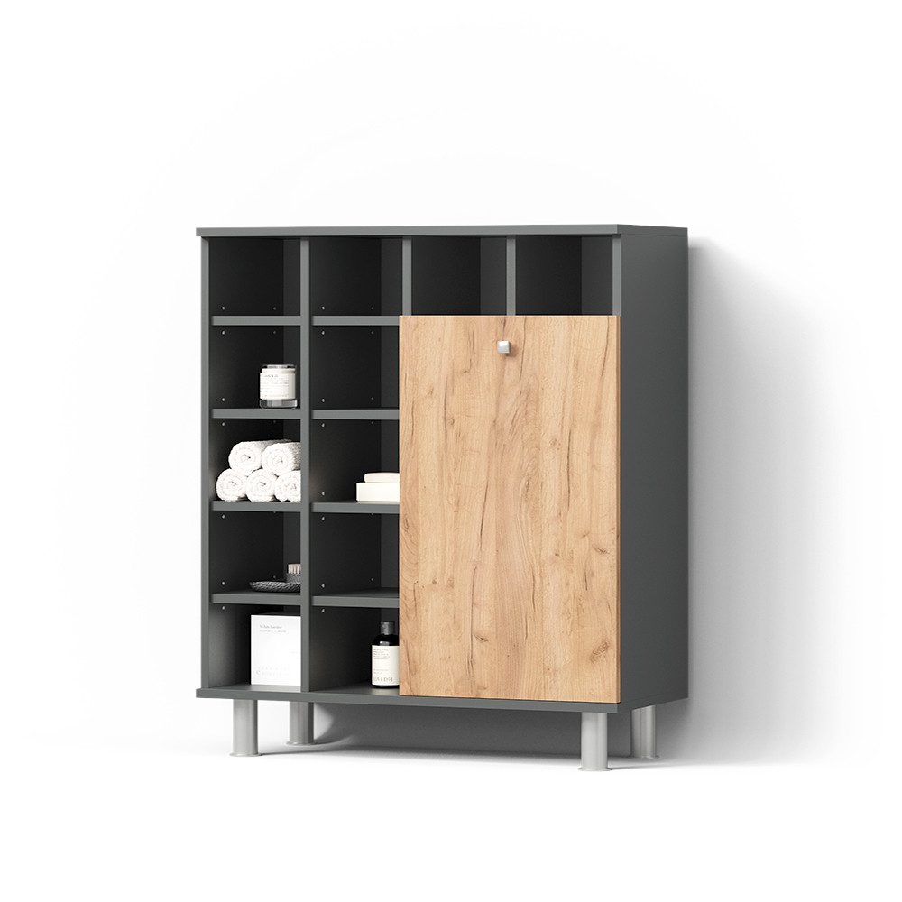 Livinity® Wäscheschrank Fucino, Anthrazit/Goldkraft Eiche, 78.4 günstig online kaufen