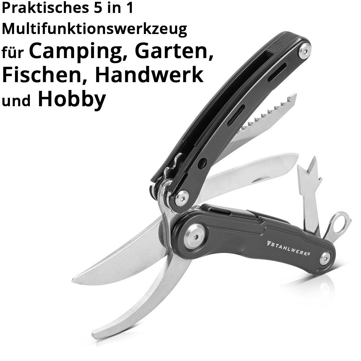 STAHLWERK Multitool Multitool mit 5 Werkzeugen Multitool, (Packung, 1 St., Einzelartikel), ergonomischer Griff ermöglicht ein sicheres Handling