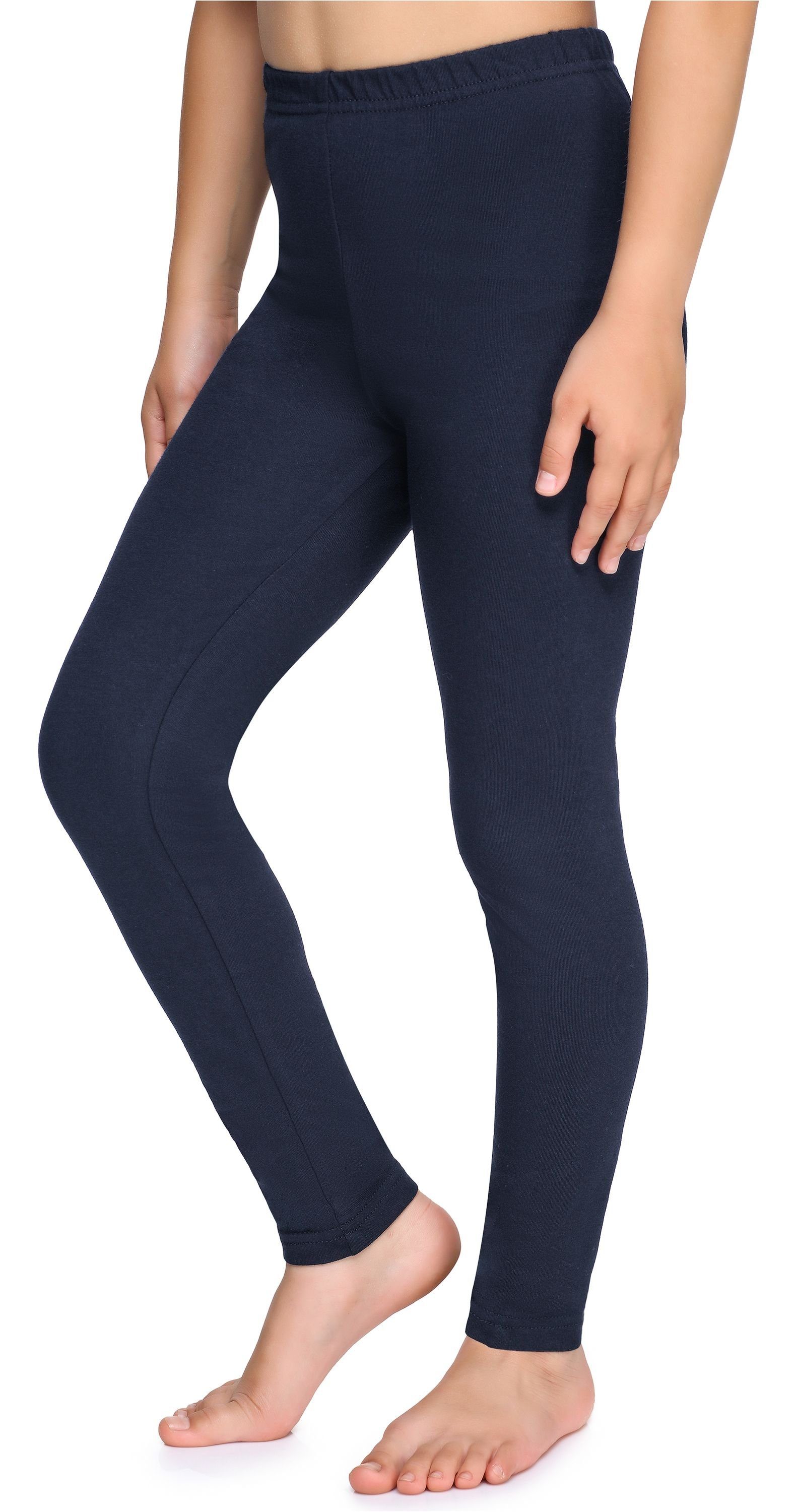 (1-tlg) Leggings Style elastischer Merry Marineblau MS10-225 Bund aus Baumwolle Lange Mädchen Leggings